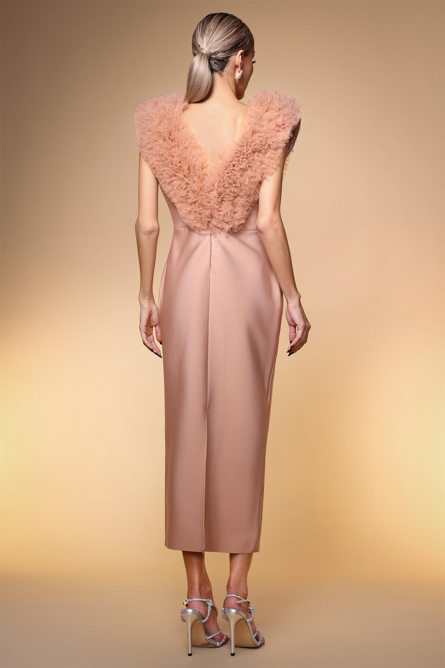 Vikare Chic Contour Tulle Bandage Maxi Dress