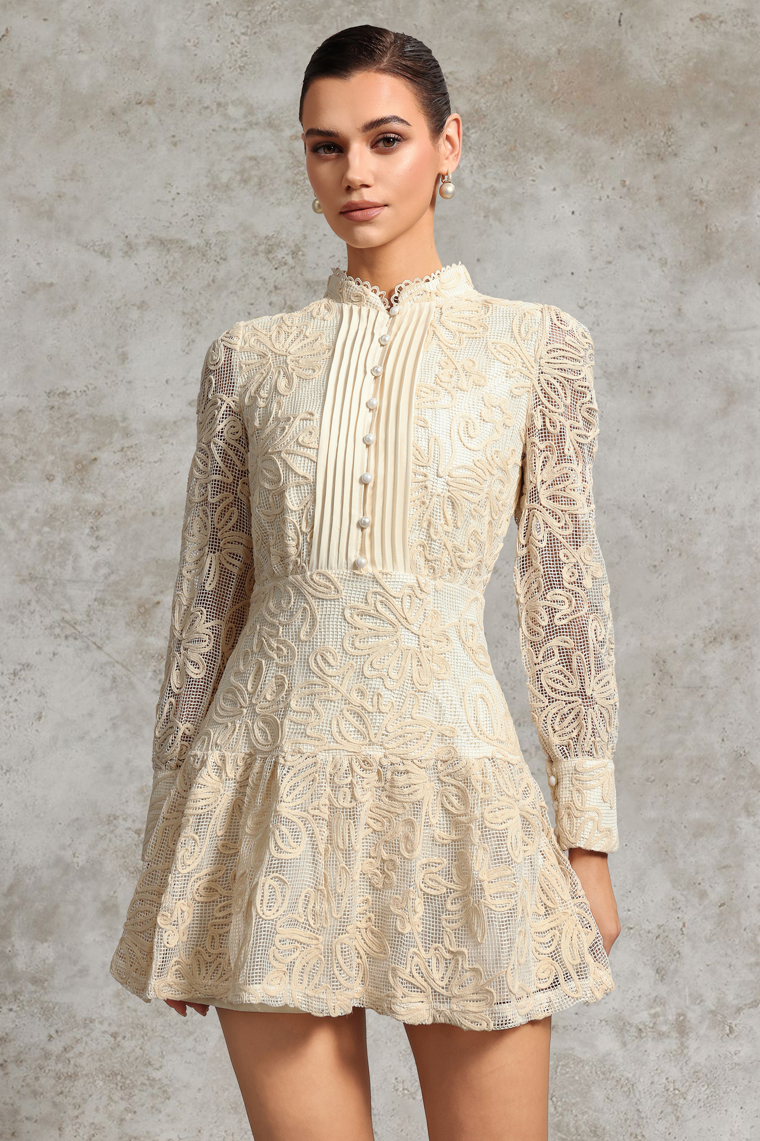 Wenda Resort Long Sleeve Floral Woven Mini Dress
