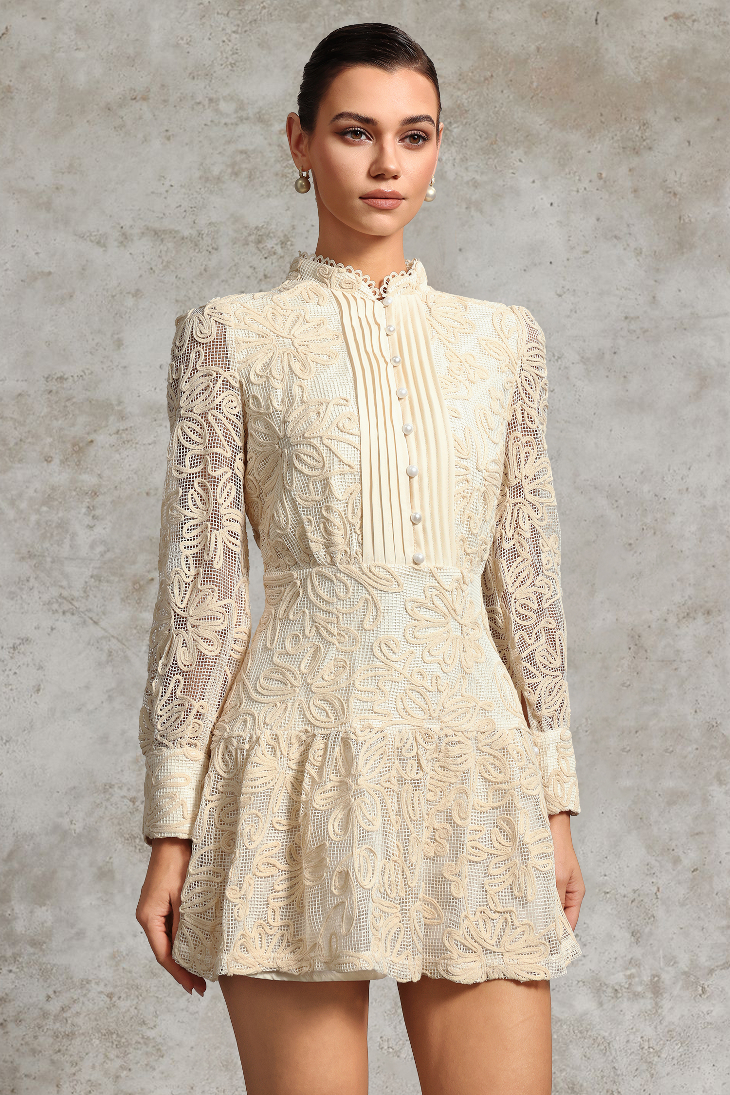 Wenda Resort Long Sleeve Floral Woven Mini Dress