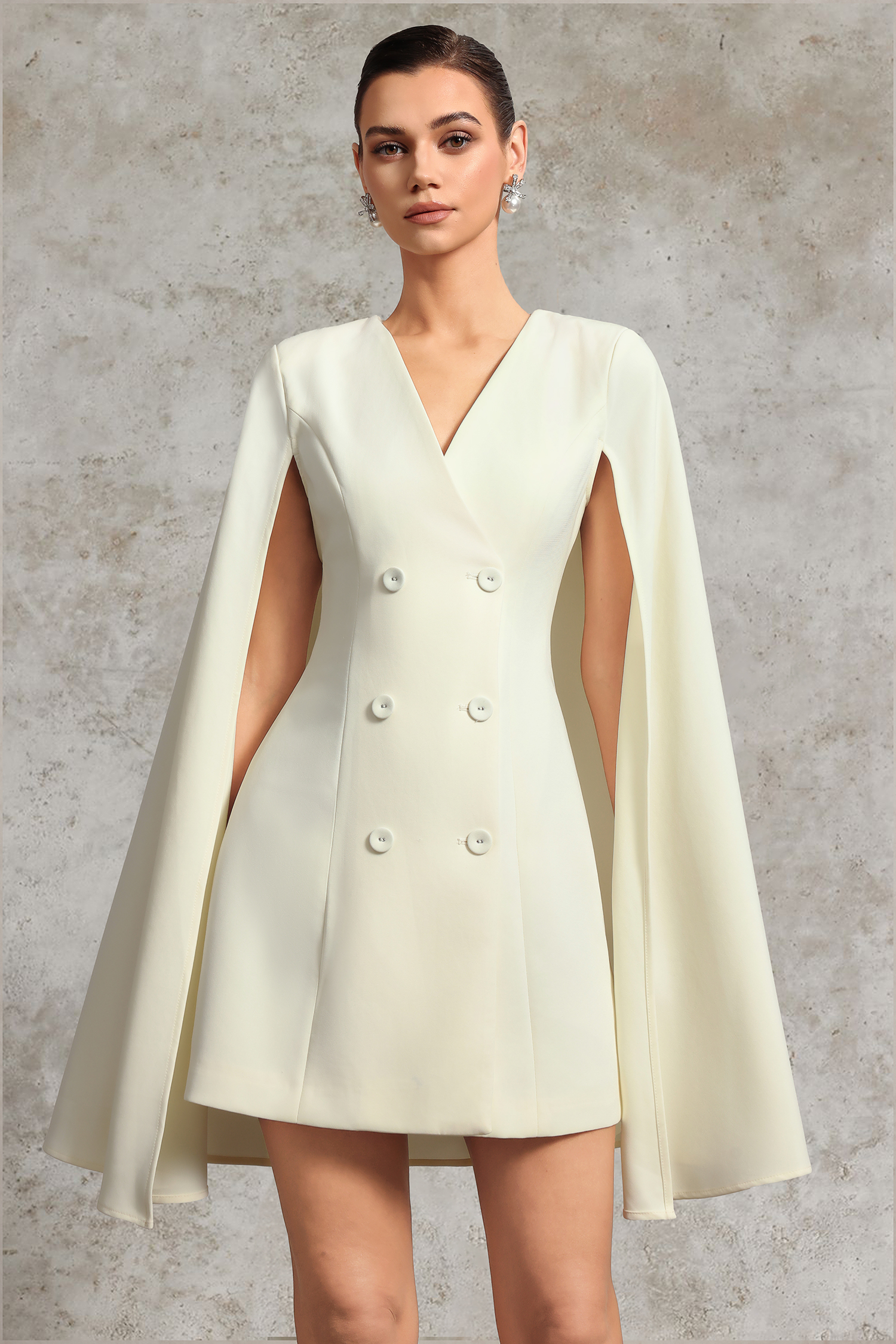 Quincy Tailored Tailored V Neck Long Sleeve Woven Mini Dress