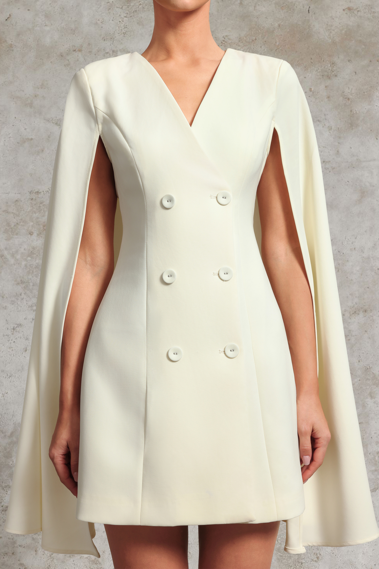 Quincy Tailored Tailored V Neck Long Sleeve Woven Mini Dress