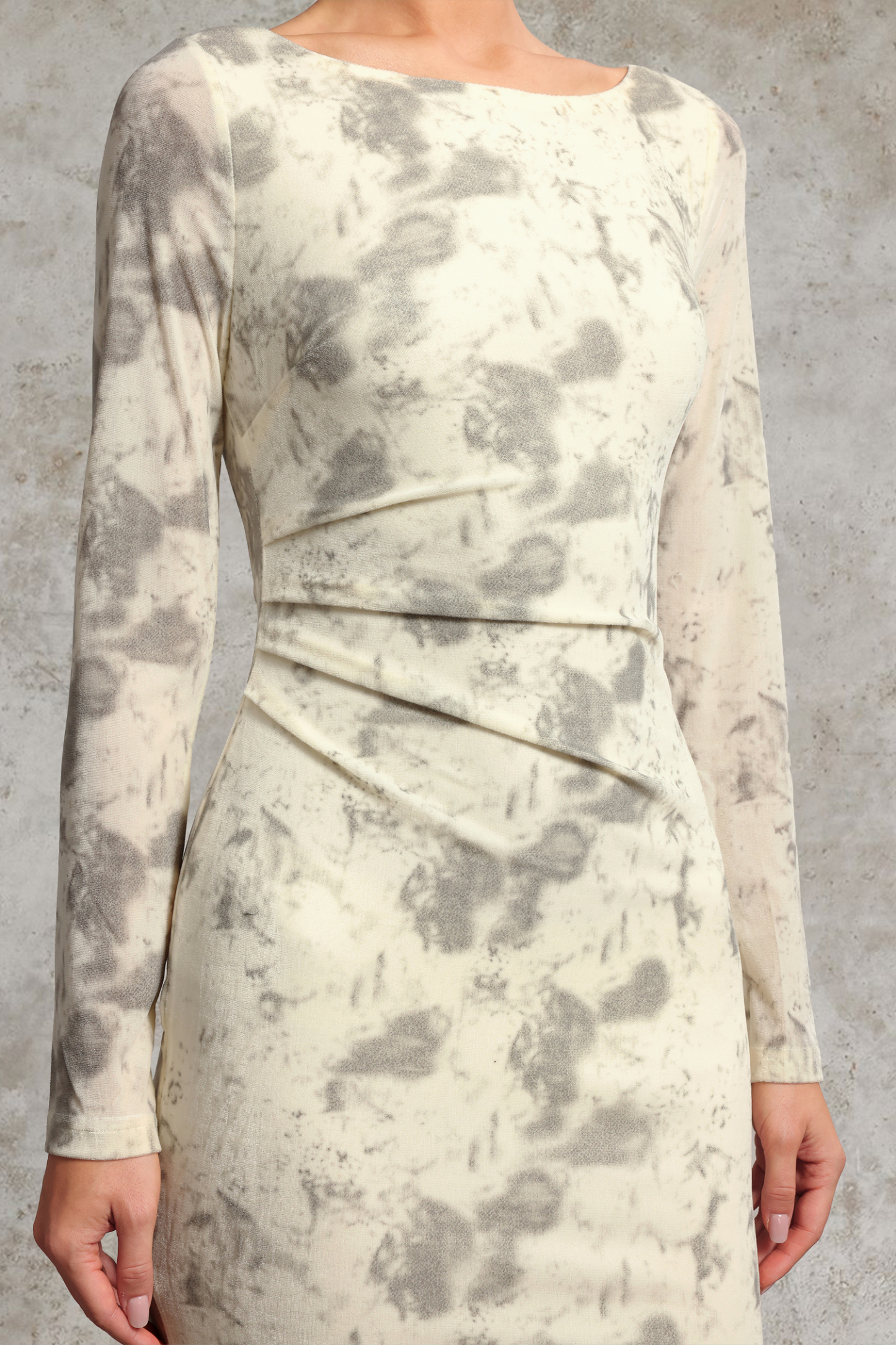 Tanisha Elegant Contour Long Sleeve Velvet Maxi Dress