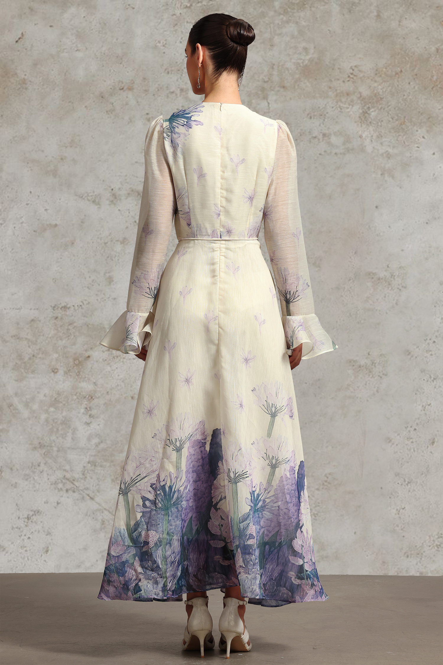 Talia Resort Flowy Long Sleeve Printed Floral Woven Maxi Dress