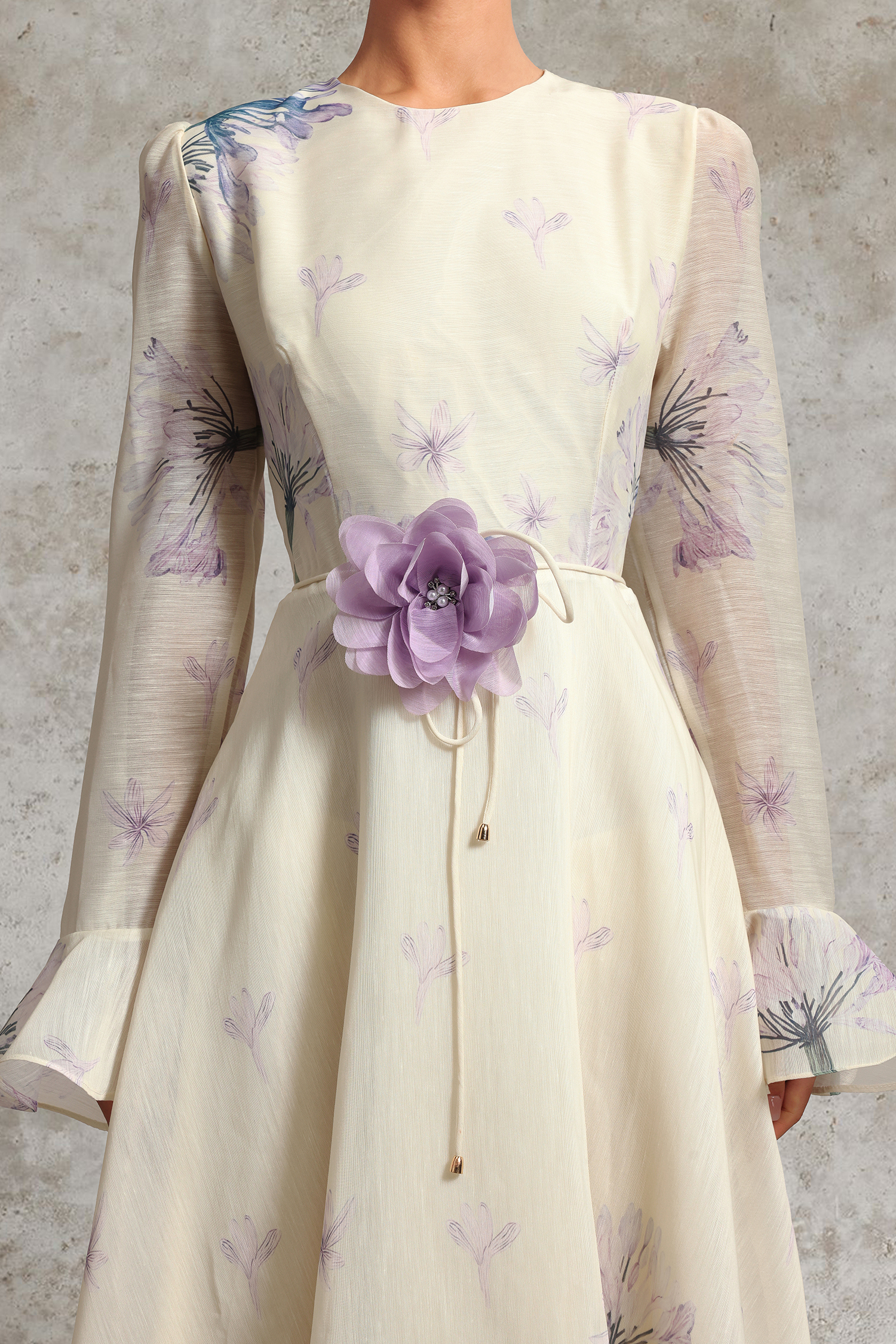 Talia Resort Flowy Long Sleeve Printed Floral Woven Maxi Dress