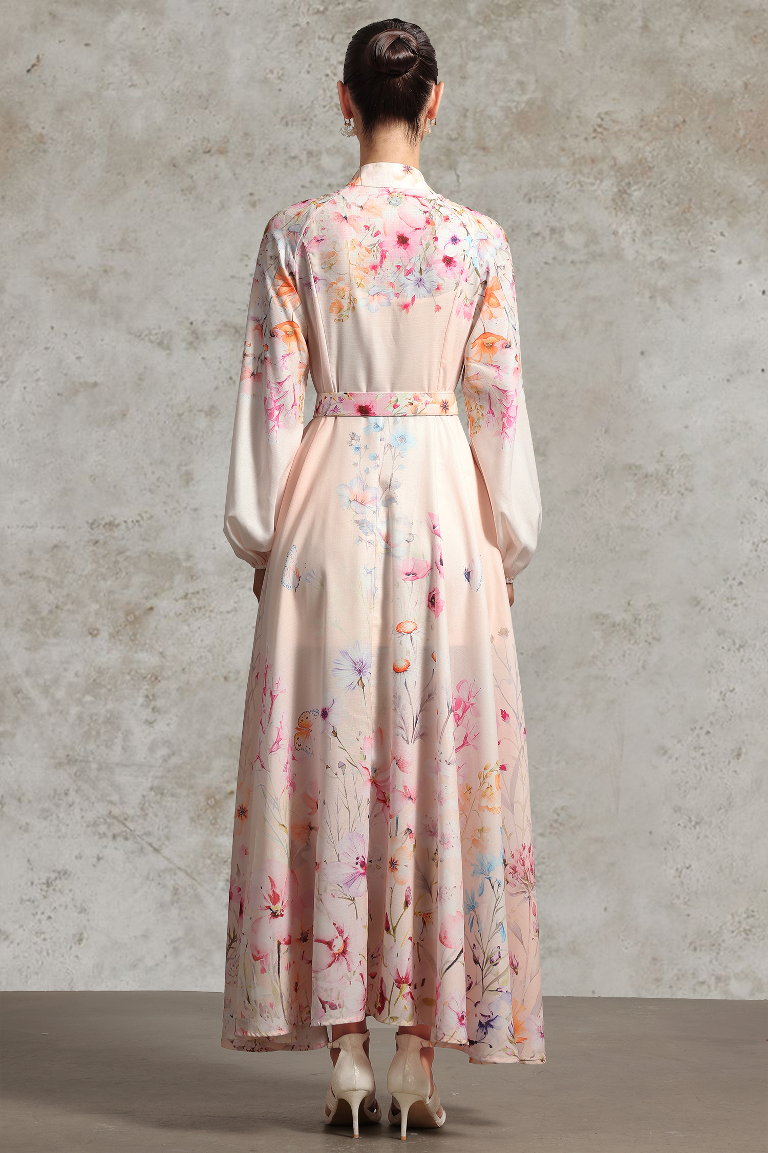 Kayley Resort Flowy Long Sleeve Printed Woven Maxi Dress