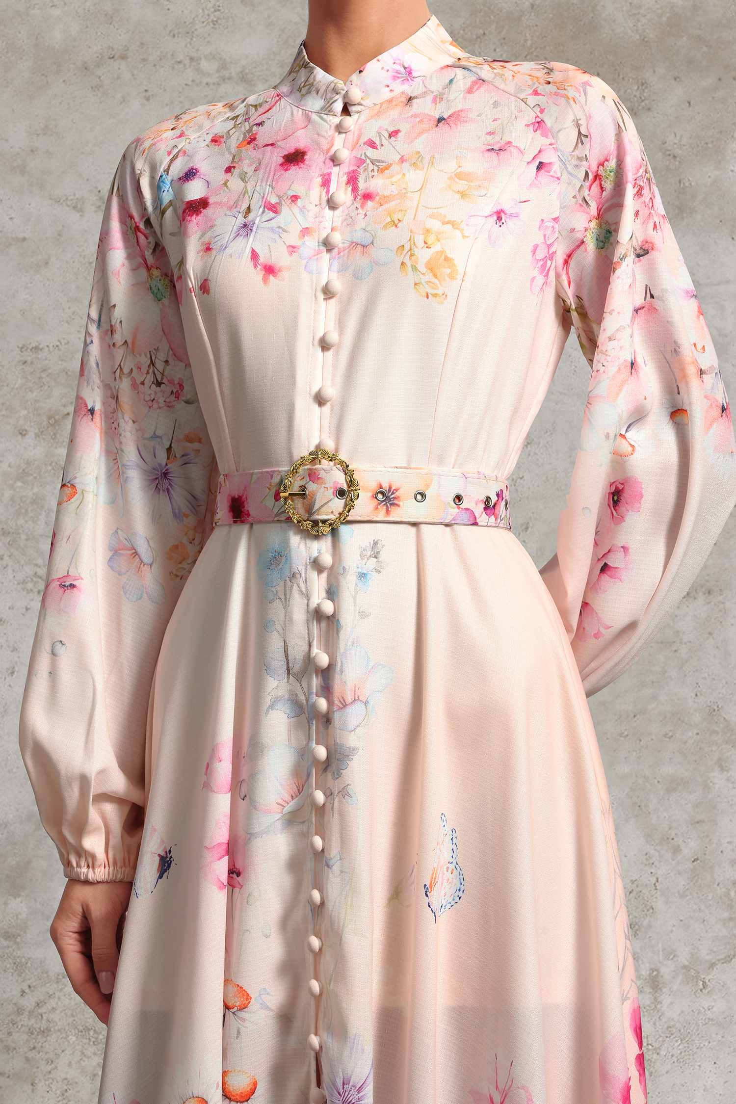 Kayley Resort Flowy Long Sleeve Printed Woven Maxi Dress