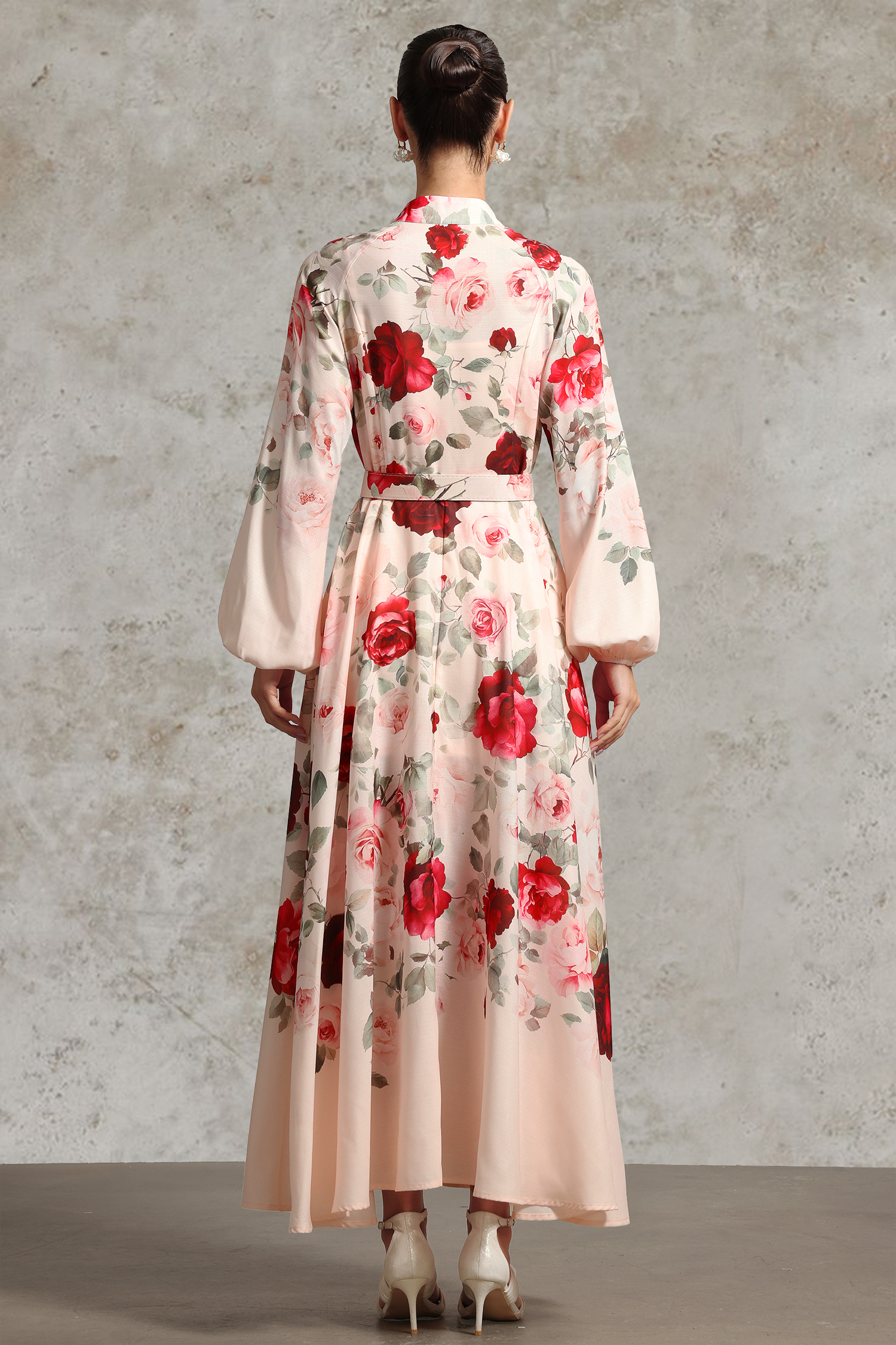 Rucifa Resort Flowy Long Sleeve Printed Woven Maxi Dress