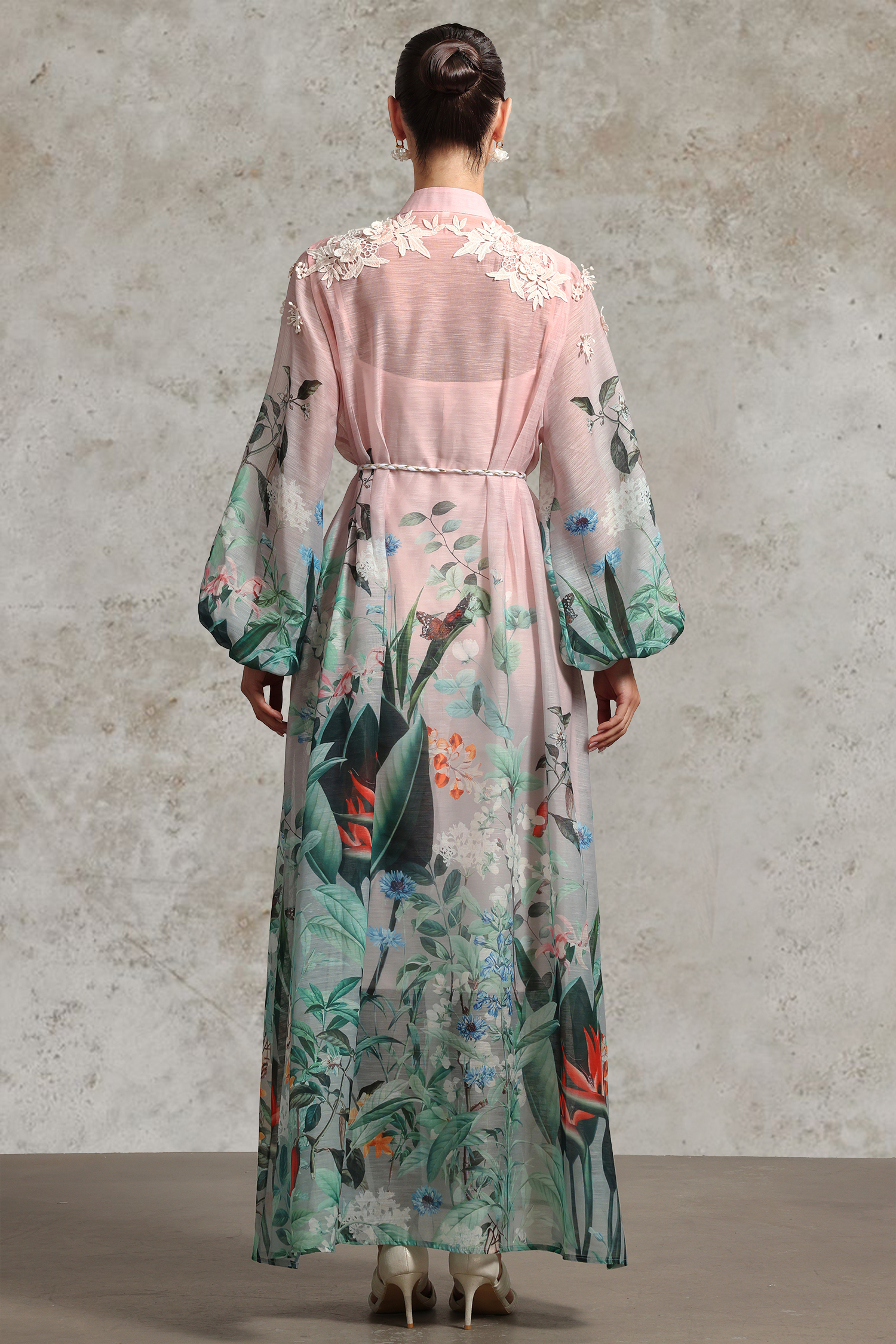 Poppy Resort Flowy Long Sleeve Printed Woven Maxi Dress