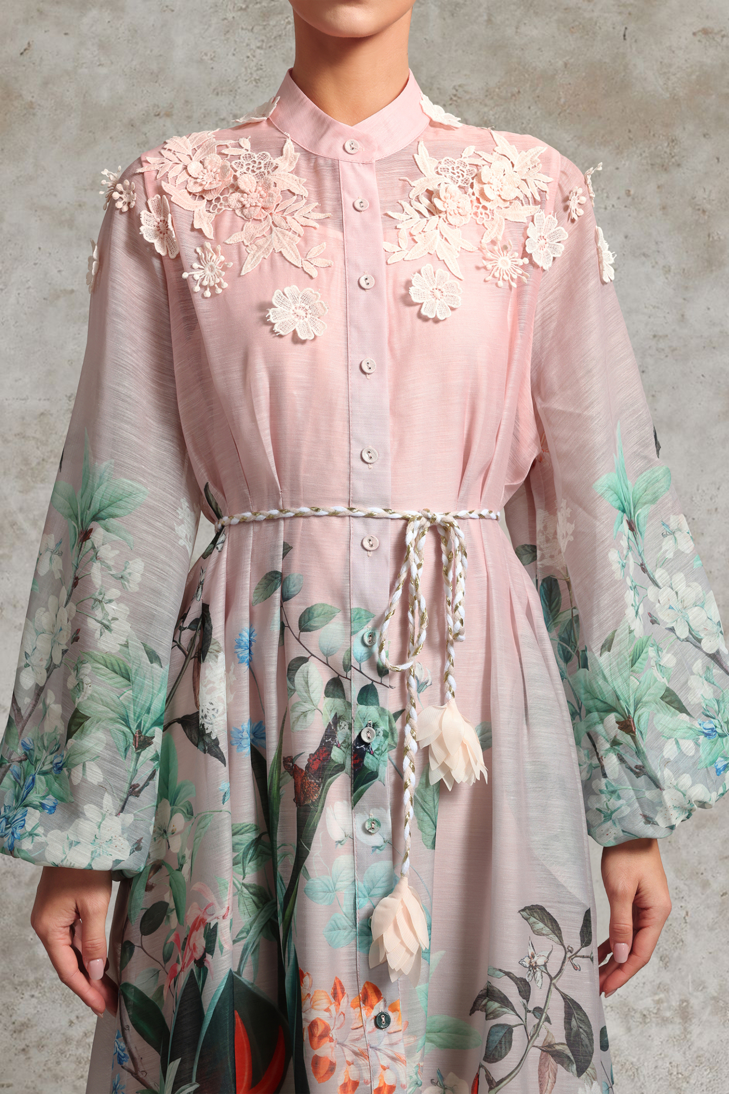 Poppy Resort Flowy Long Sleeve Printed Woven Maxi Dress