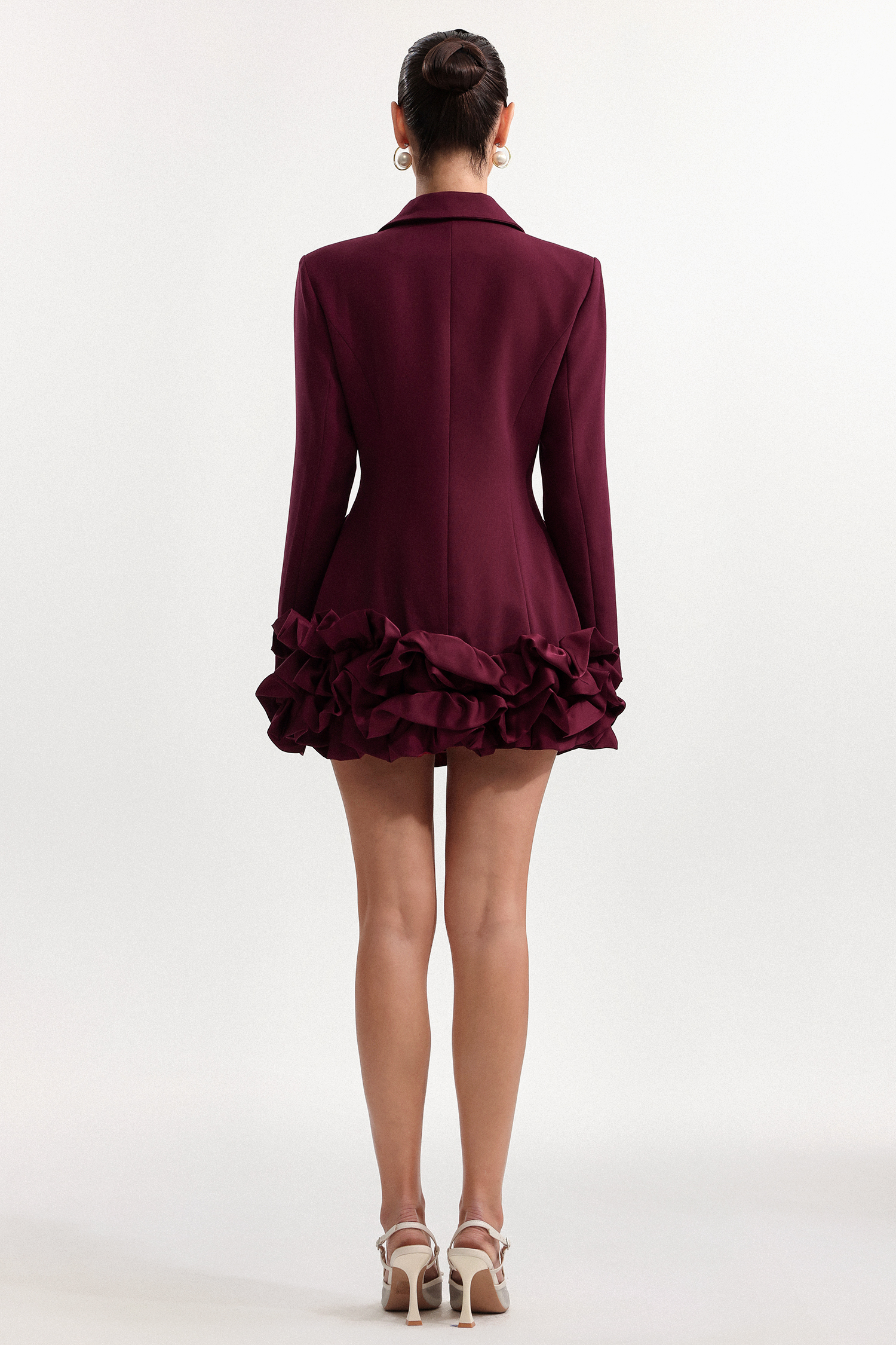Leonie Elegant Tailored Long Sleeve Woven Red Mini Dress