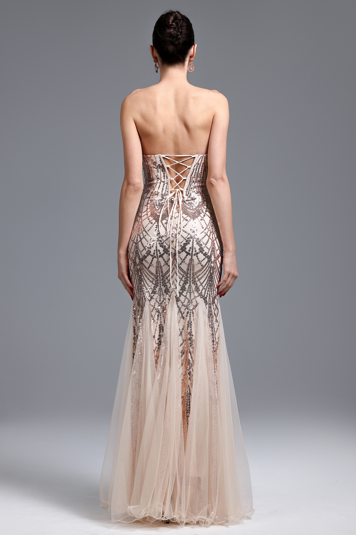 Rosmarie Glamorous Contour Strapless Sequin Maxi Dress