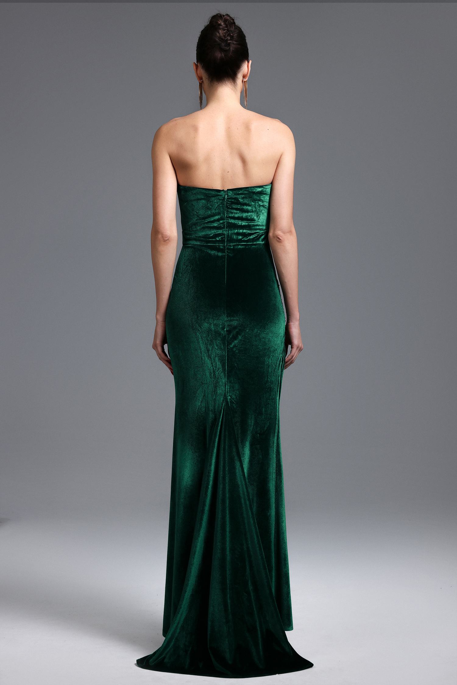 Peyton Glamorous Contour Strapless Sequin Velvet Maxi Dress