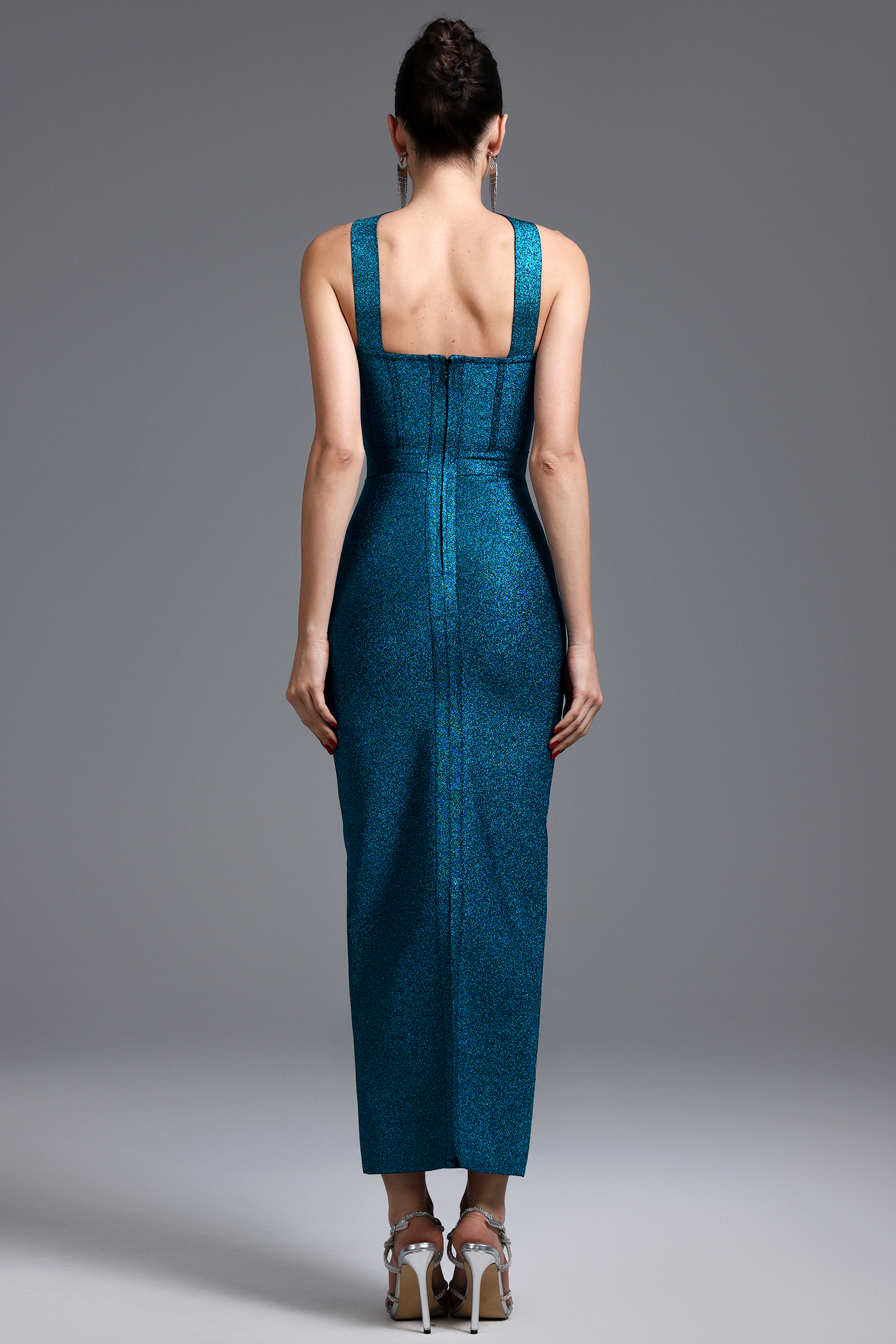 Hutuny Classic Contour Sleeveless Bandage Midi Dress