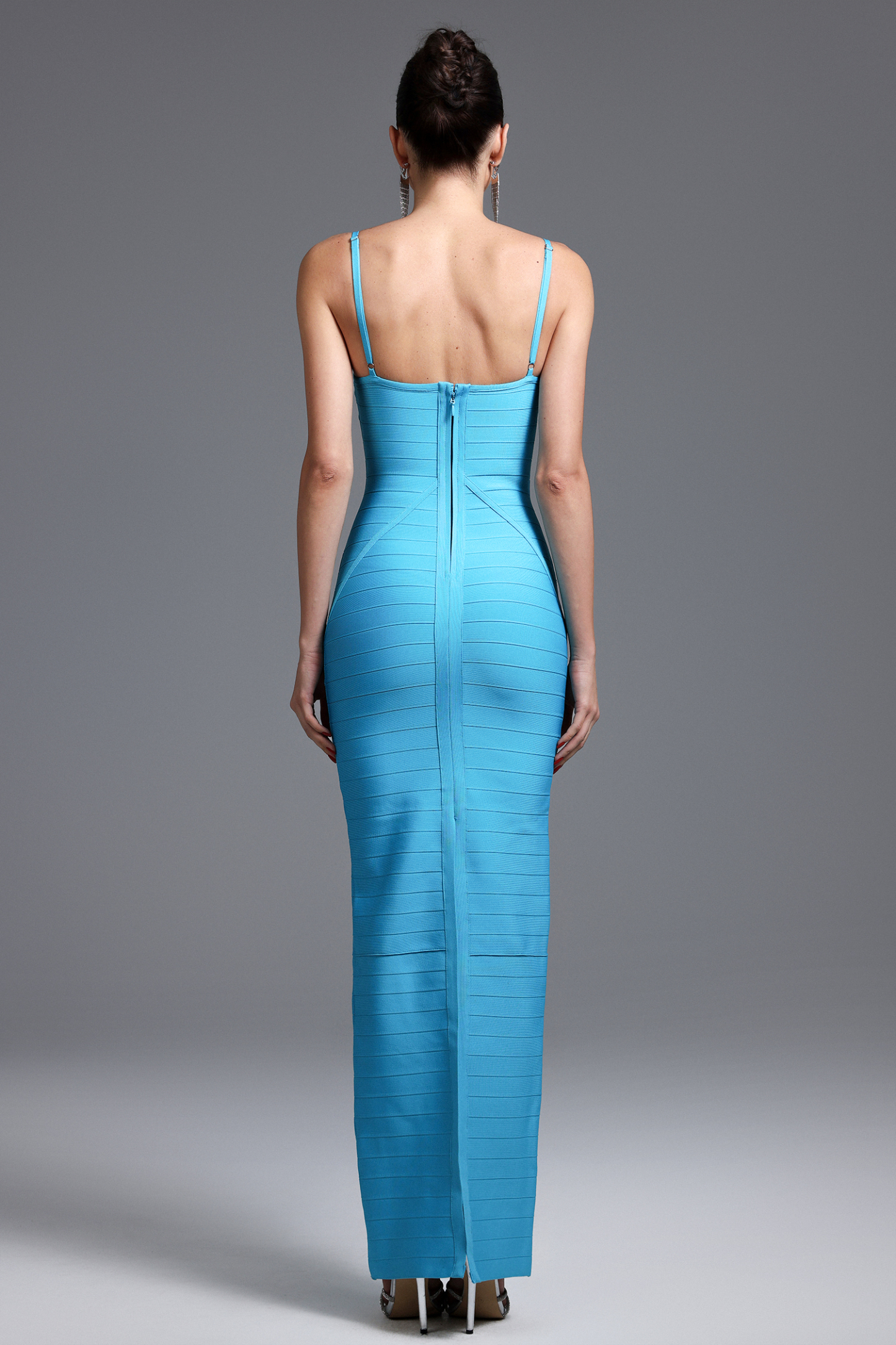 Madge Elegant Contour Bandage Blue Maxi Dress