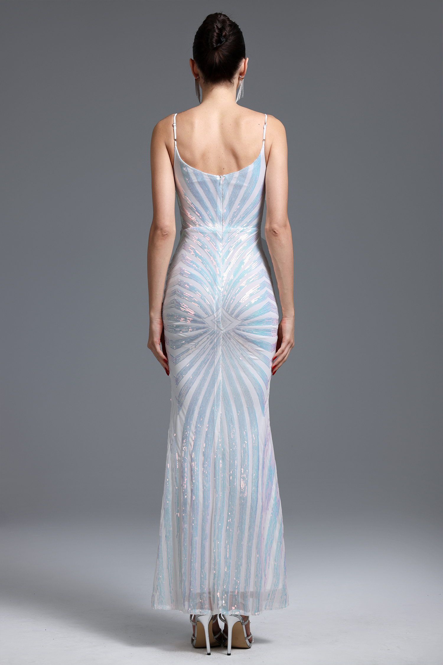 Nevaeh Sexy Contour Geometric Sequin Maxi Dress