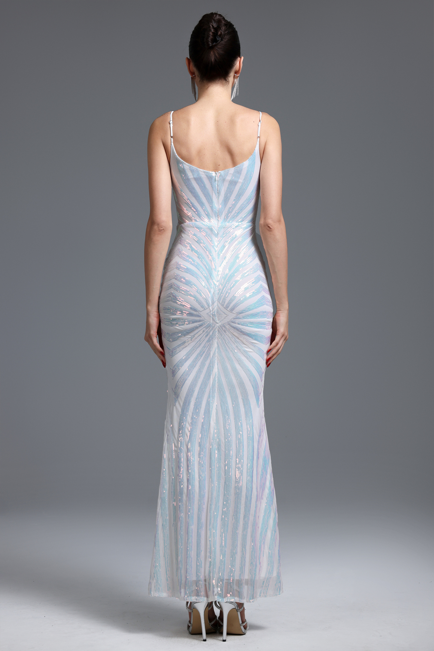 Nevaeh Sexy Contour Geometric Sequin Maxi Dress