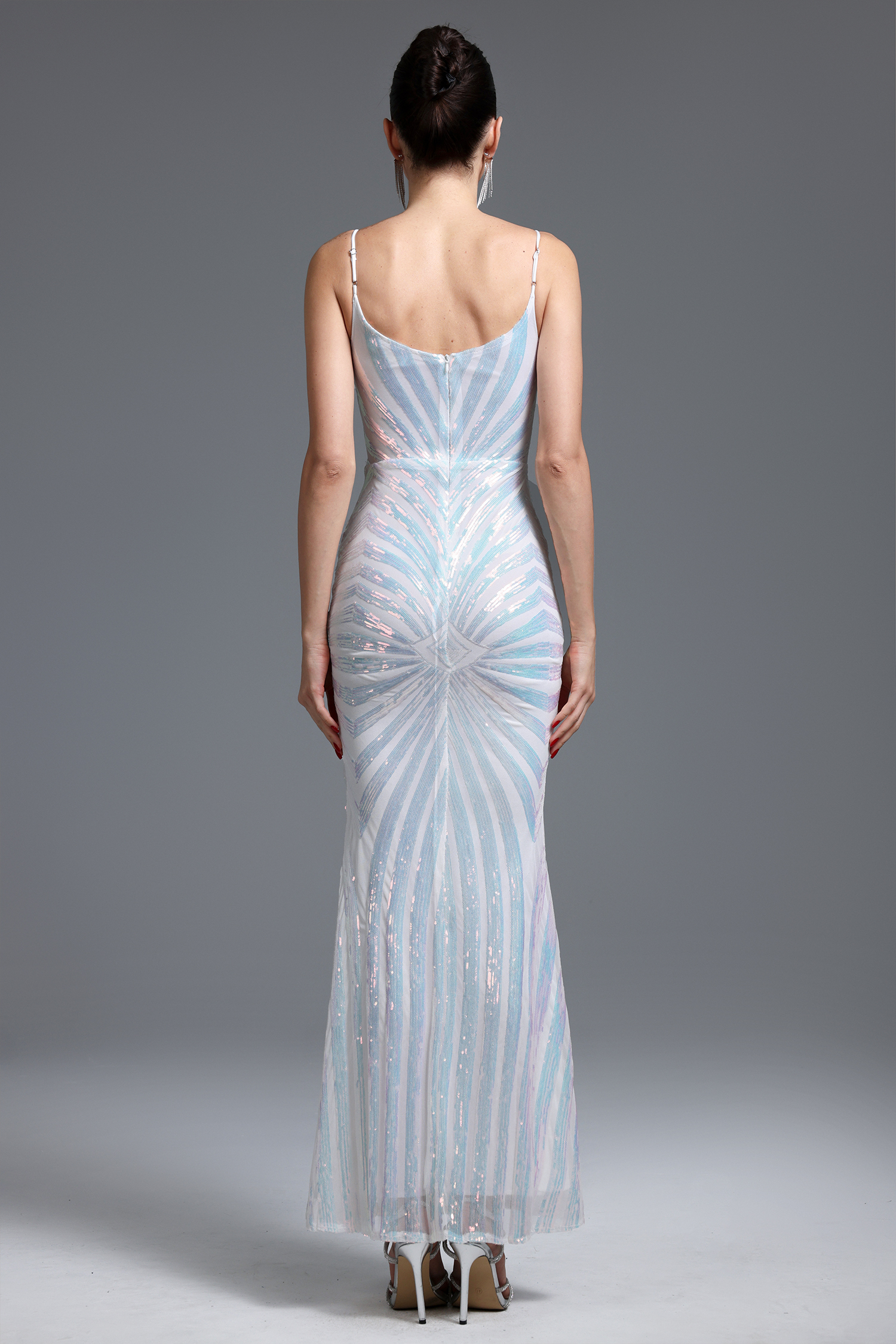 Nevaeh Sexy Contour Geometric Sequin Maxi Dress