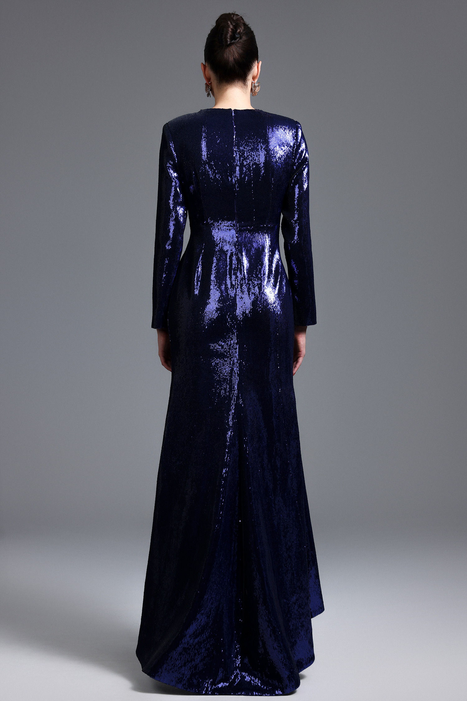 Felicia Glamorous Lustrous Long Sleeve Sequin Maxi Dress