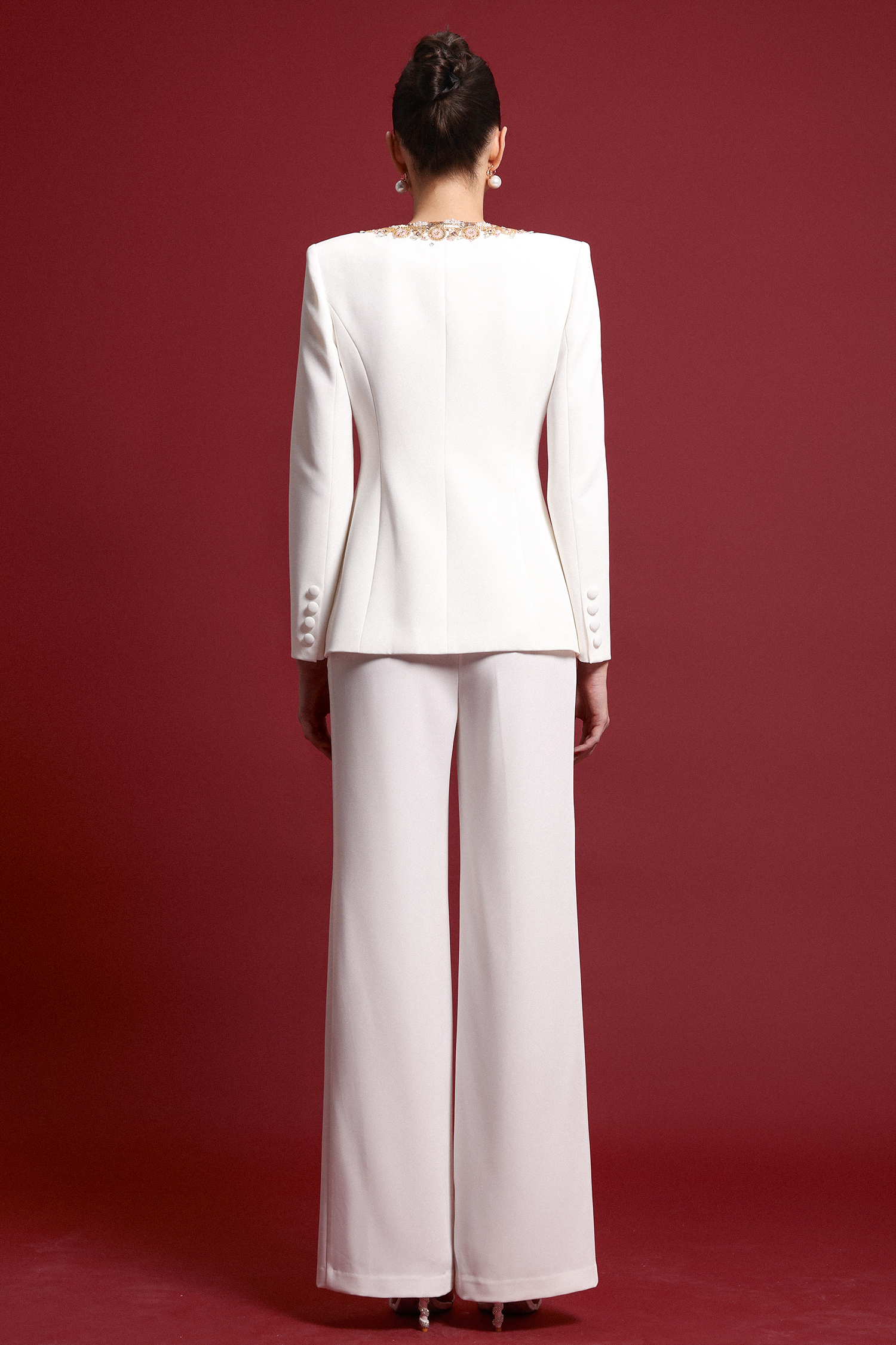 Salacia Glamorous Tailored Long Sleeve Embellished Blazer Two Piece Set 