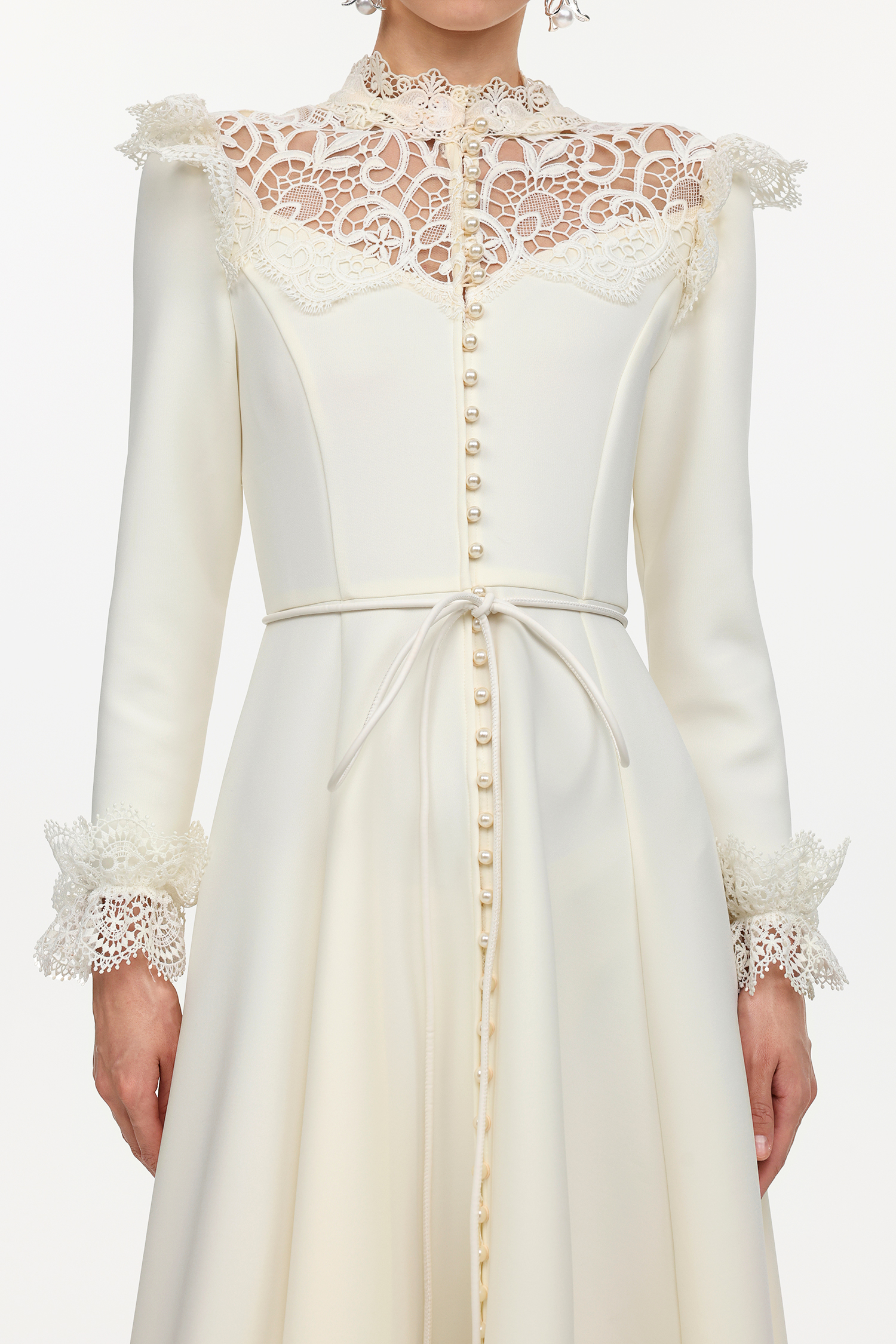 Eudora Romantic Flowy Long Sleeve Lace Woven Maxi Dress