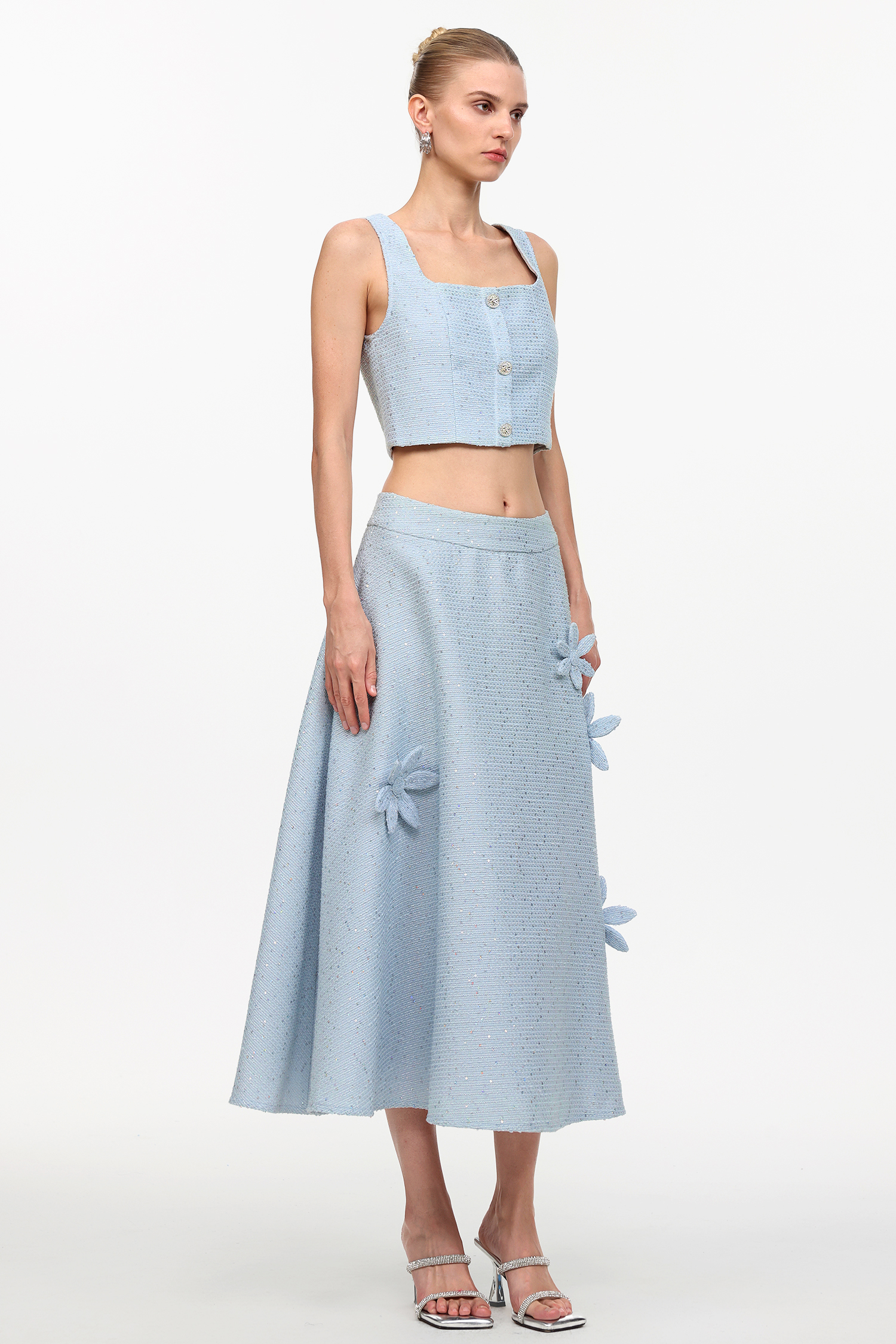 Makayah Elegant Tailored Floral Tweed Three-Piece Set