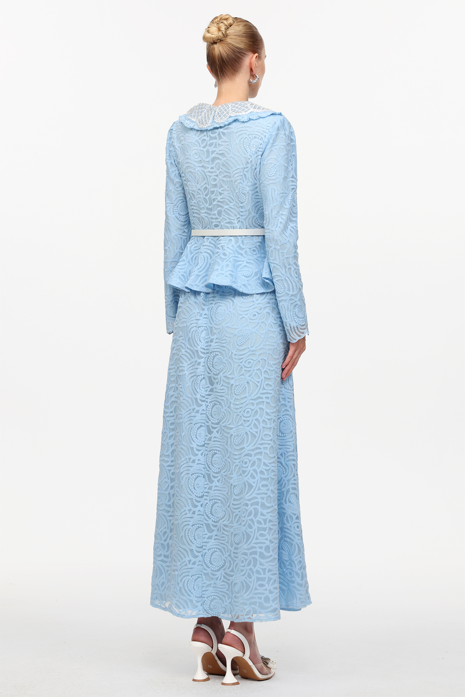 Thea Resort Flowy Long Sleeve Lace Top And Skirt Two-Piece Set