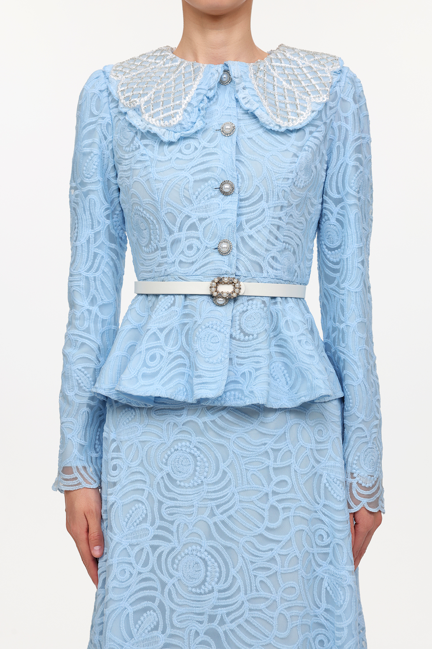 Thea Resort Flowy Long Sleeve Lace Top And Skirt Two-Piece Set