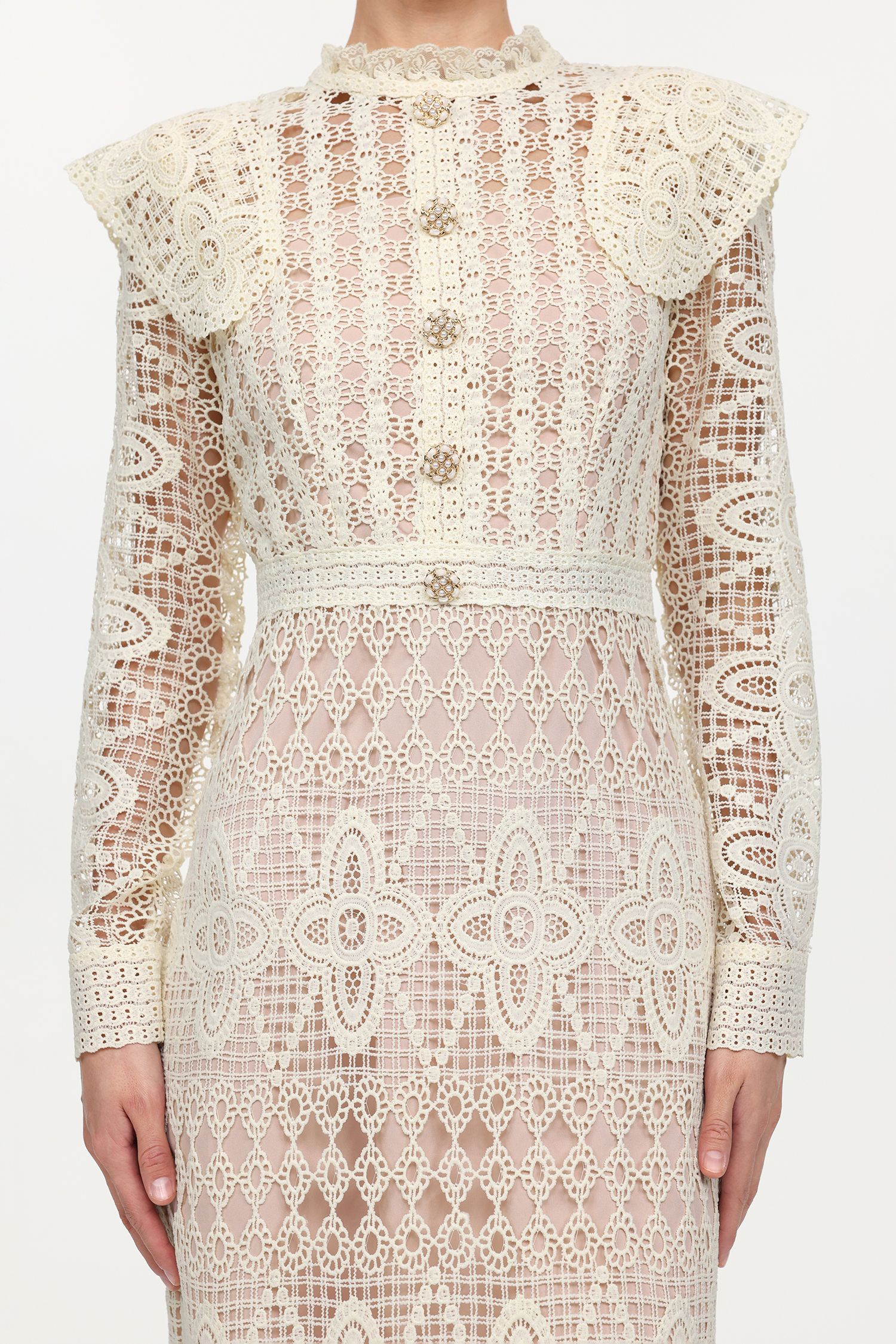 Elliott Vintage Tailored Long Sleeve Lace Midi Dress