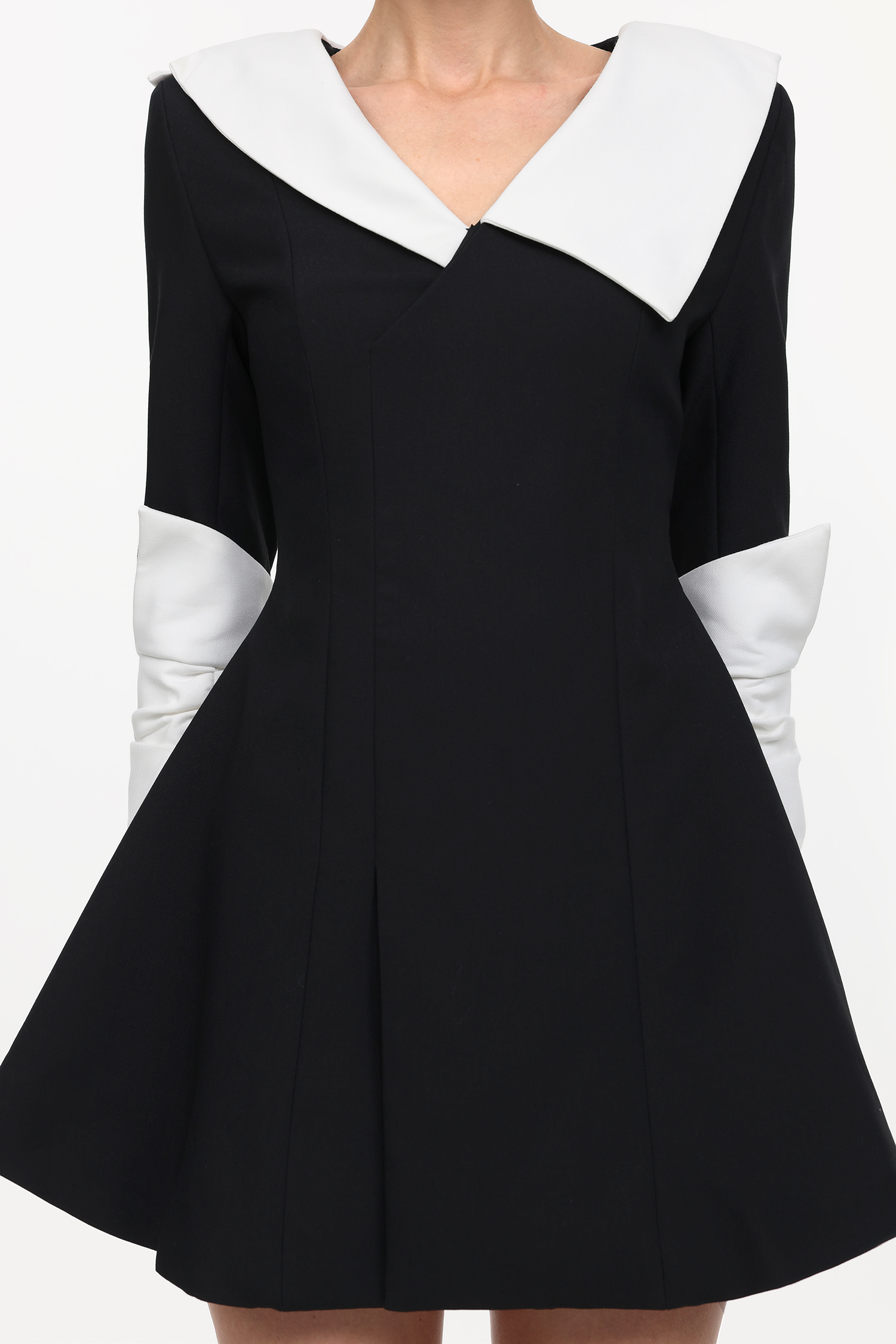 Kyler Elegant Tailored Long Sleeve Contrast Woven Mini Dress