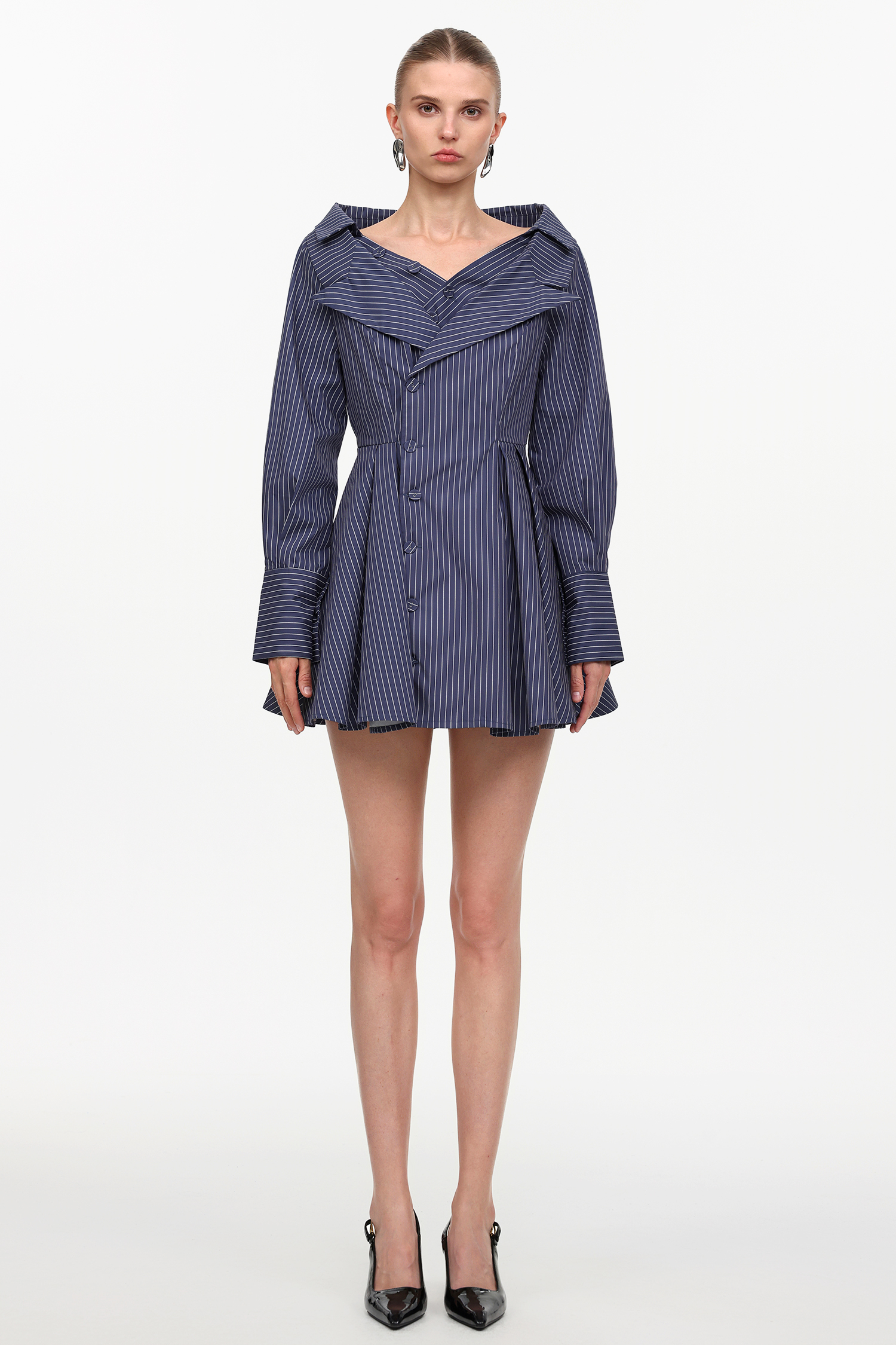 Slaia Classic Tailored Long Sleeve Stripe Woven Blazer Dress