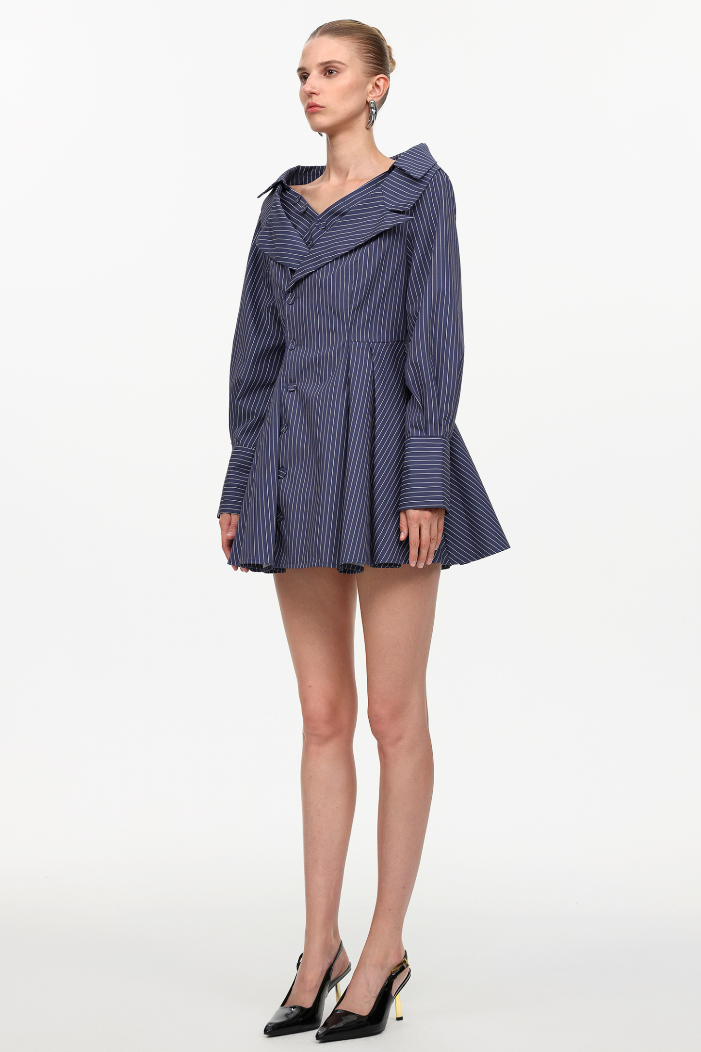 Slaia Classic Tailored Long Sleeve Stripe Woven Blazer Dress