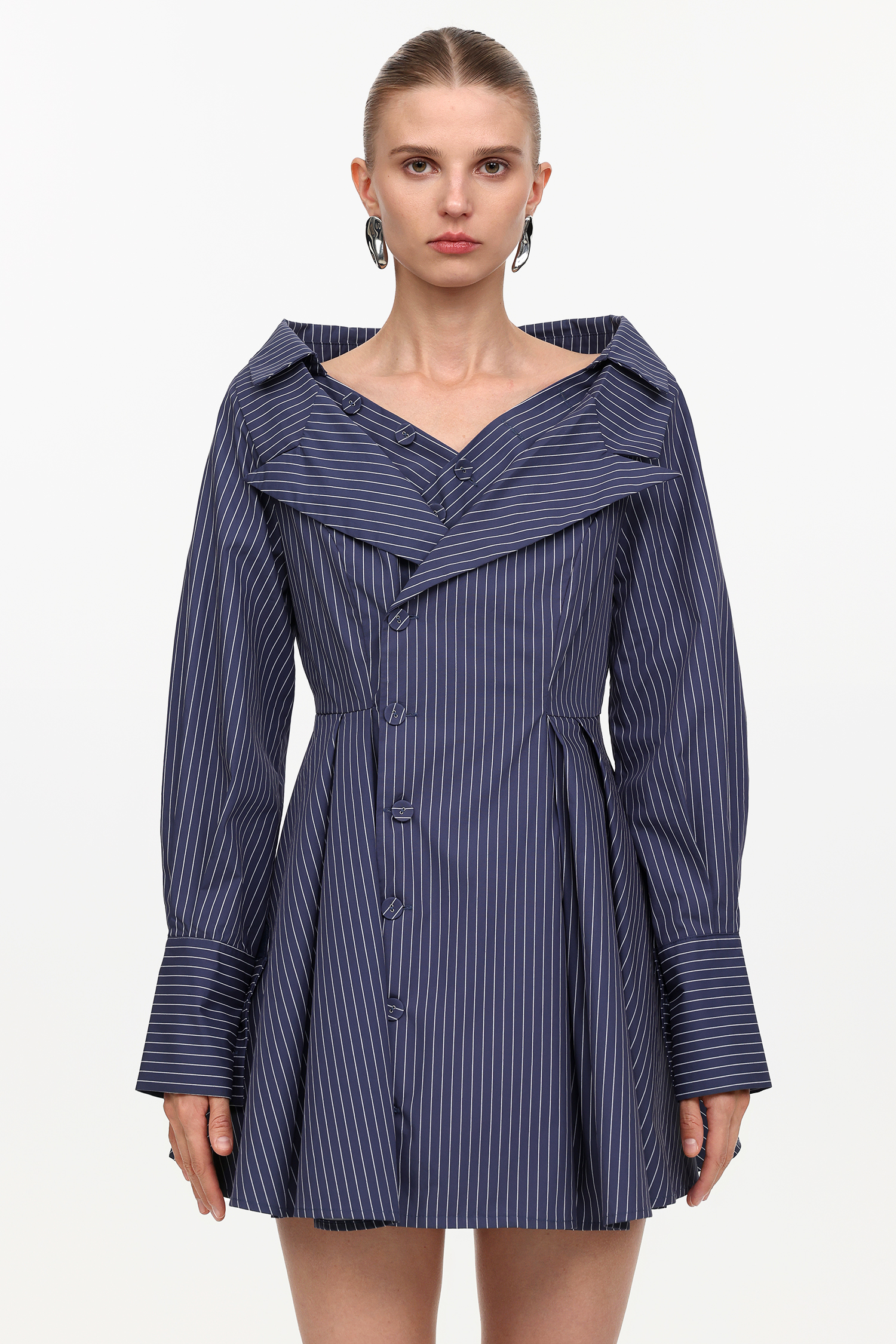 Slaia Classic Tailored Long Sleeve Stripe Woven Blazer Dress
