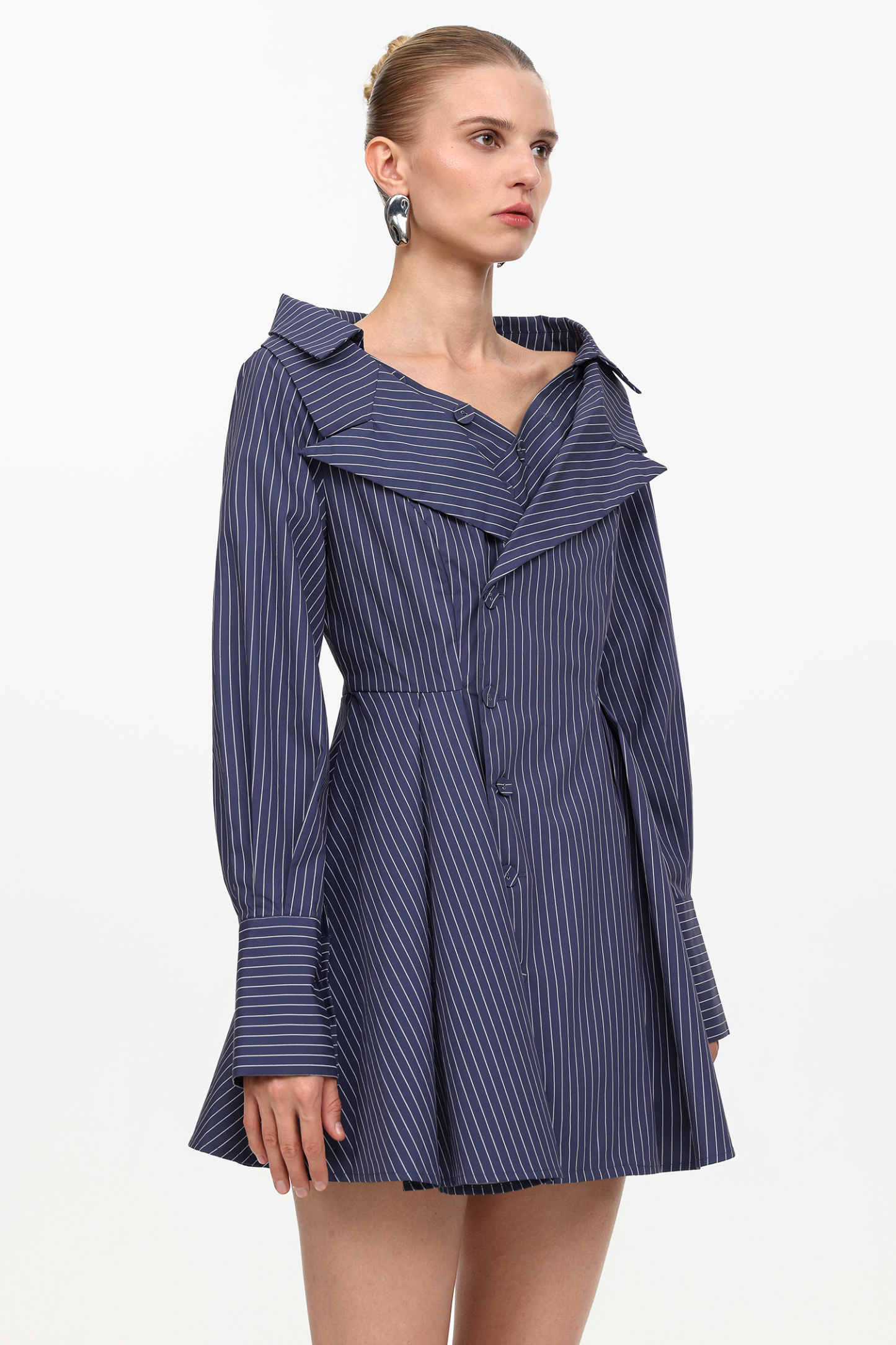 Slaia Classic Tailored Long Sleeve Stripe Woven Blazer Dress
