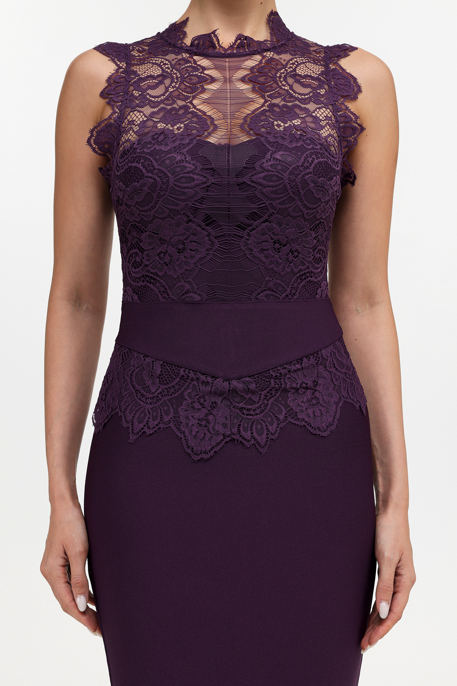 Priscilla Sleeveless Lace Bandage Midi Dress