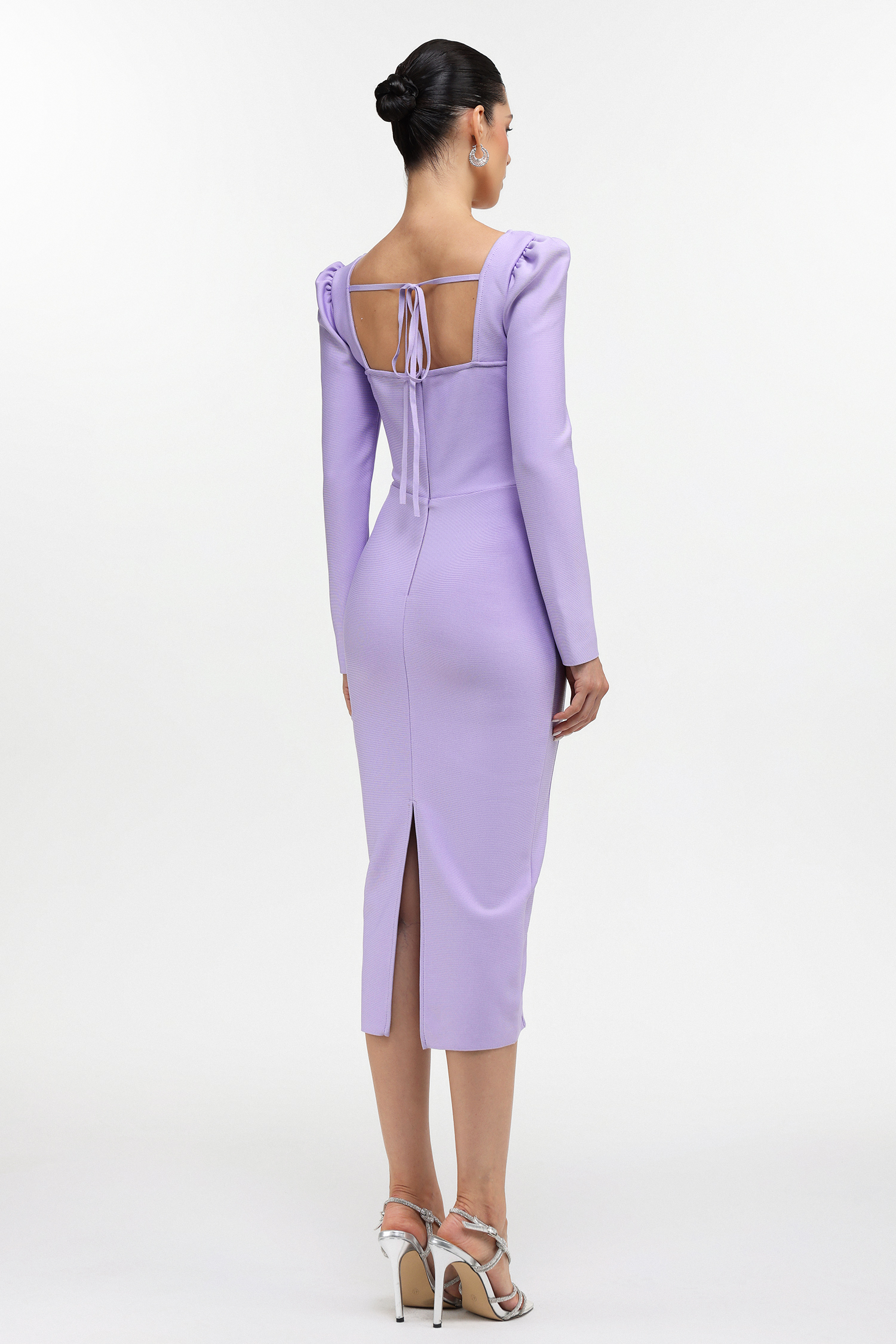 Parker Classic Cinched Waist Long Sleeve Bandage Maxi Dress