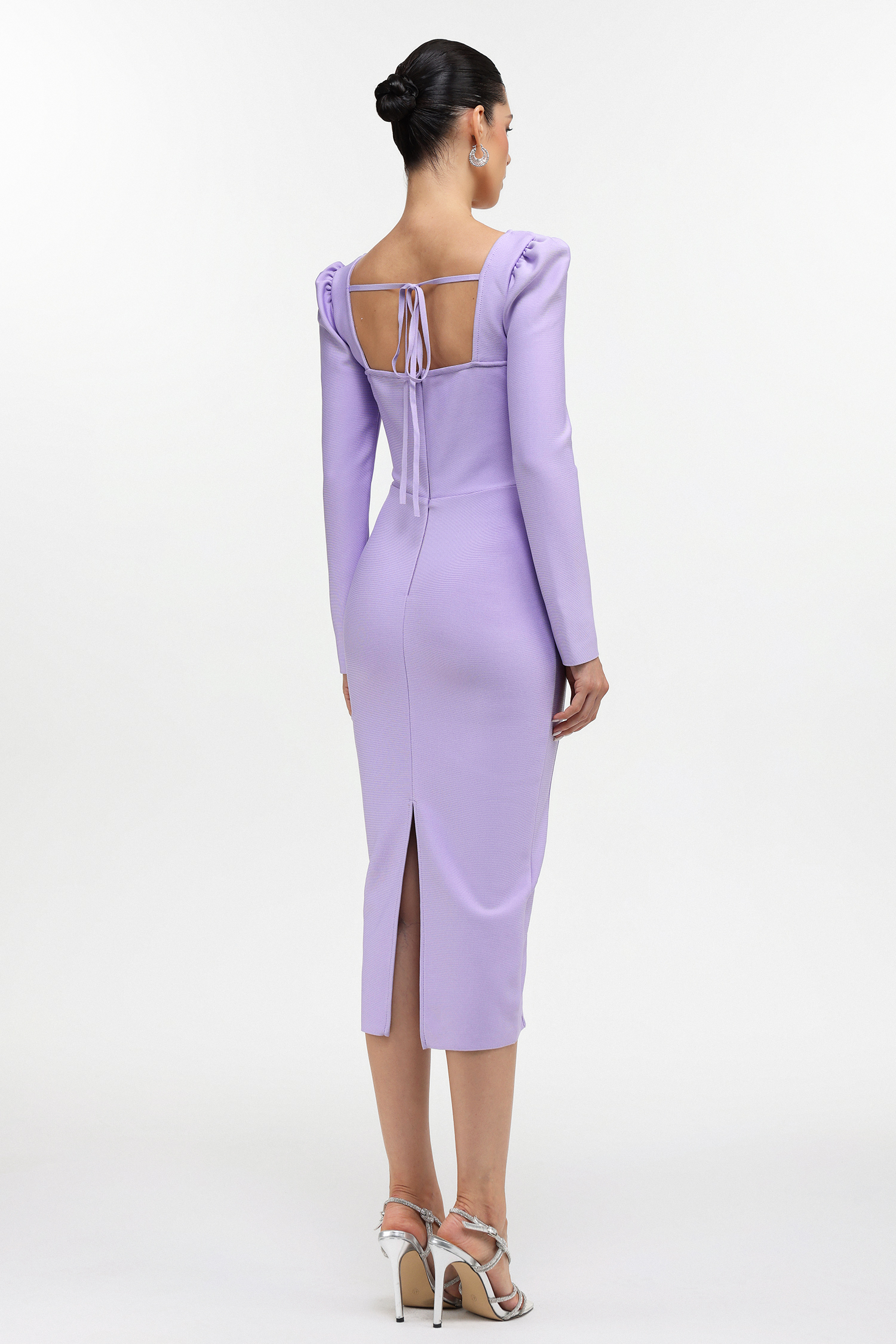 Parker Classic Cinched Waist Long Sleeve Bandage Maxi Dress