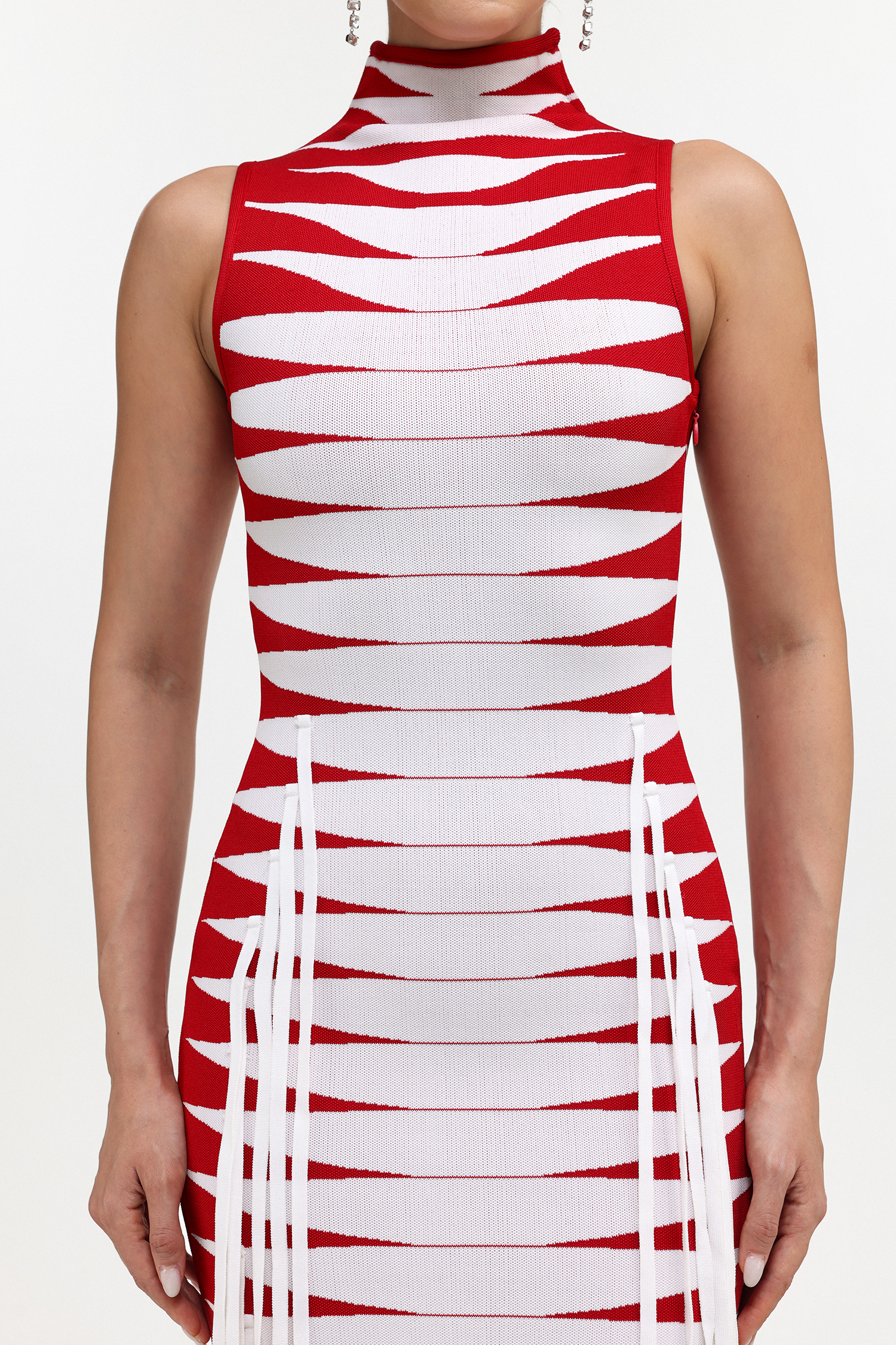 Esther Glamorous Contour Fringe Knit Maxi Dress