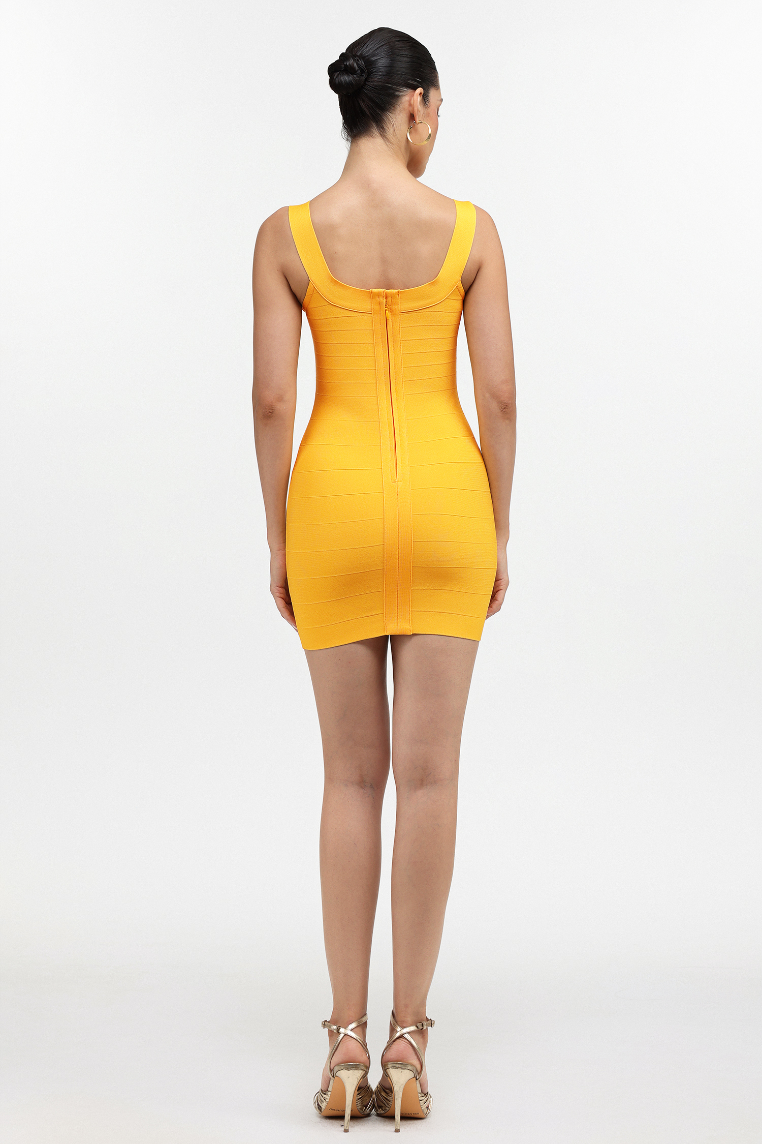 Rosella Romantic Contour Sleeveless Yellow Bandage Mini Dress