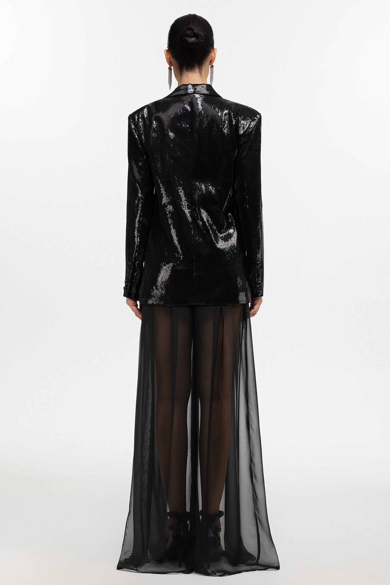 Saoirse Glamorous Tailored Long Sleeve Sequin Blazer