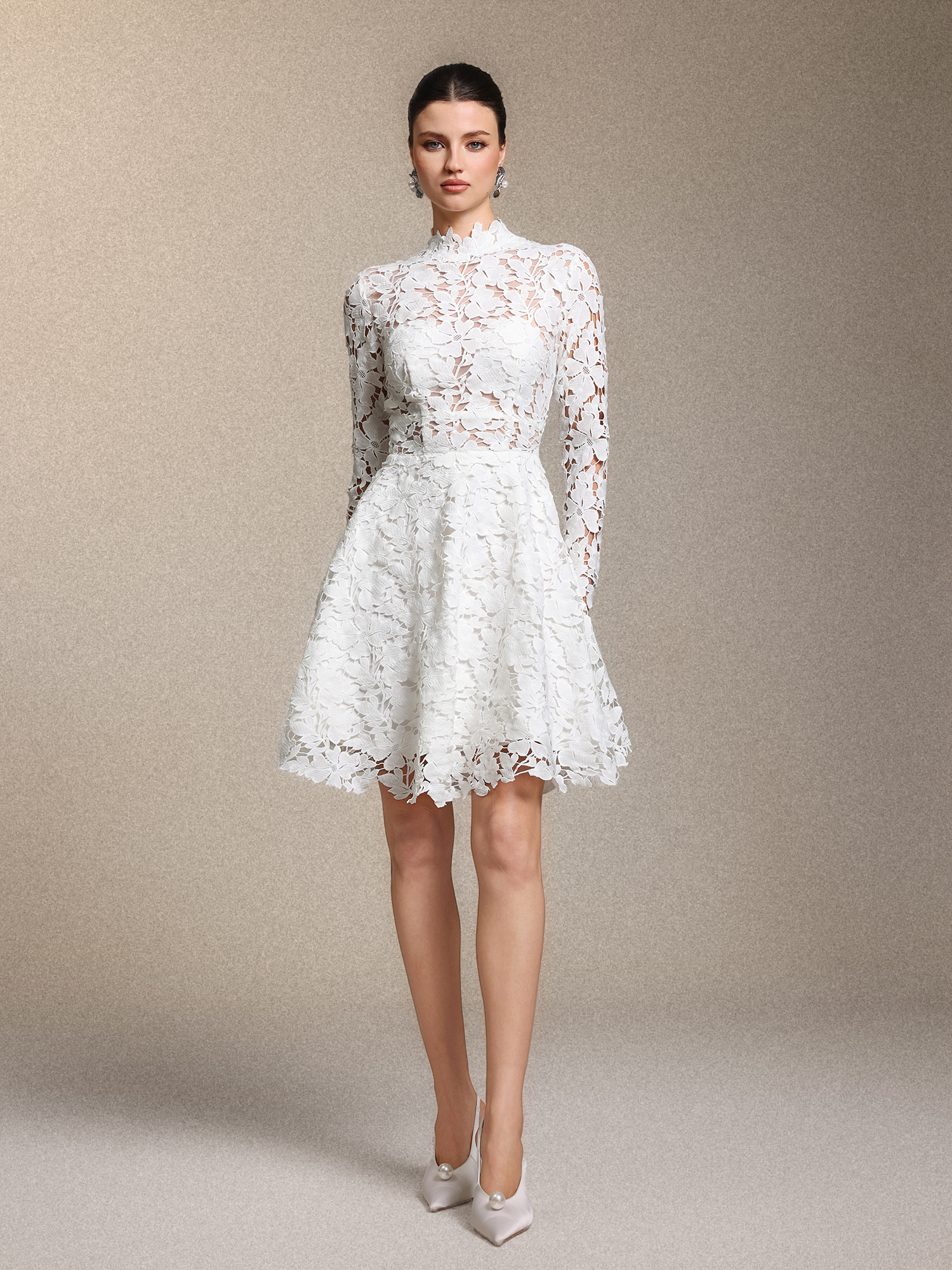 Sweet Chic Long Sleeve Lace Mini Dress