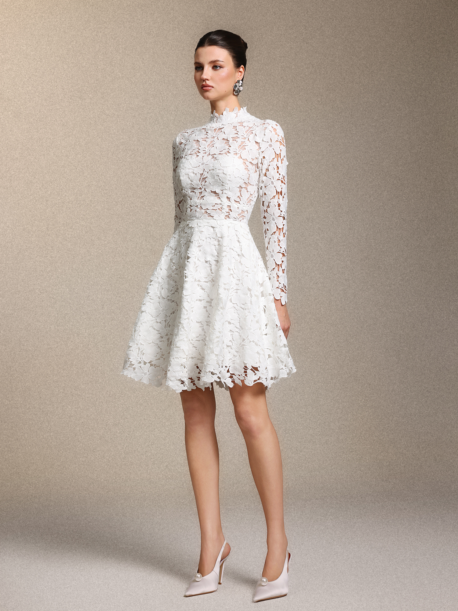 Sweet Chic Long Sleeve Lace Mini Dress