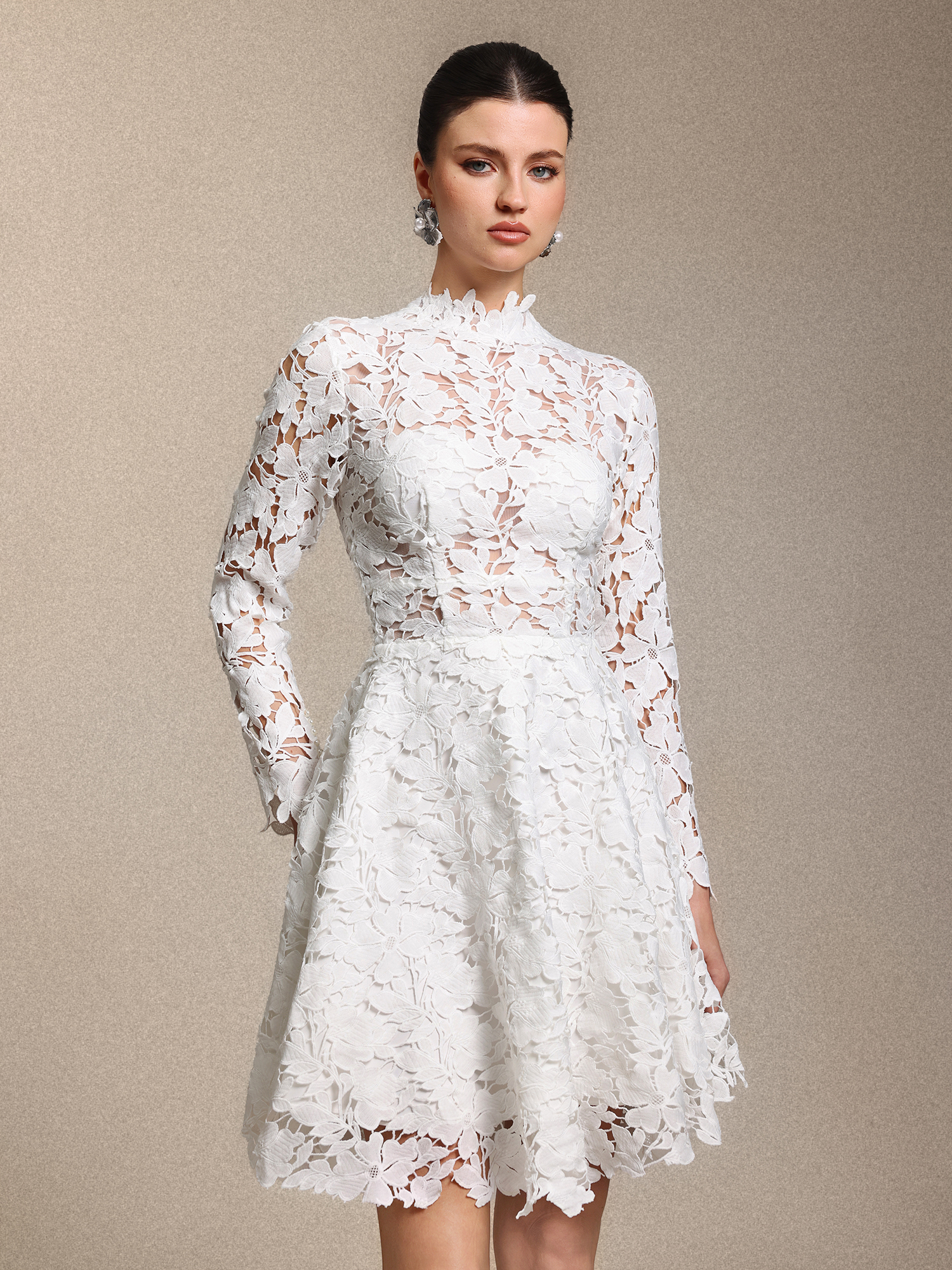 Sweet Chic Long Sleeve Lace Mini Dress