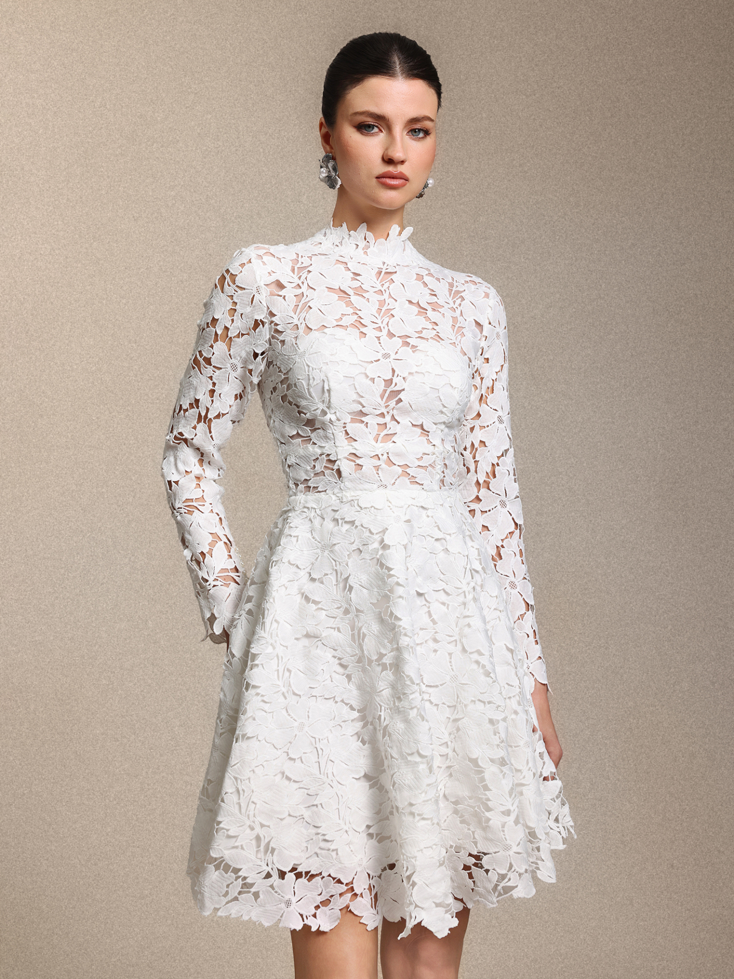 Sweet Chic Long Sleeve Lace Mini Dress