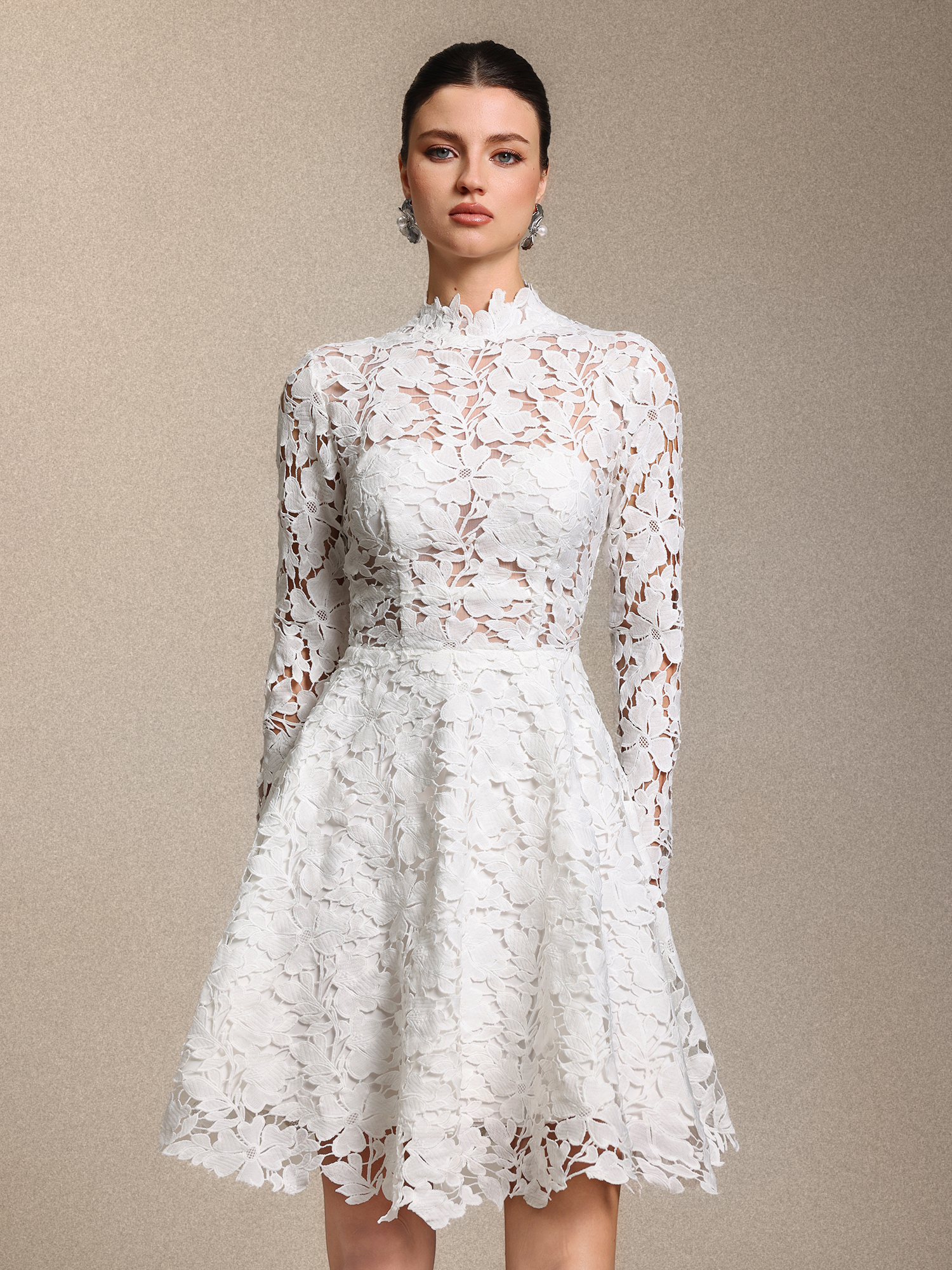 Sweet Chic Long Sleeve Lace Mini Dress