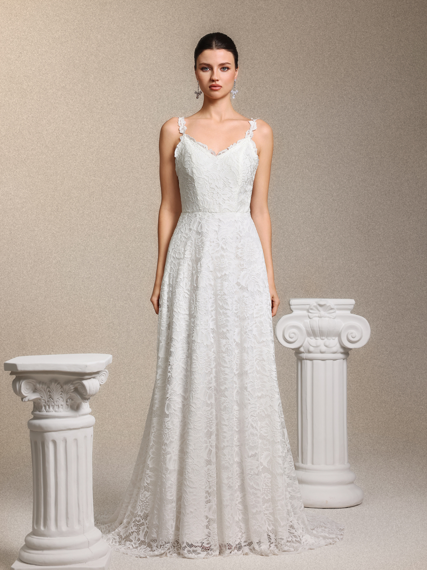 Tatum Romantic V Neck White Lace Maxi Dress