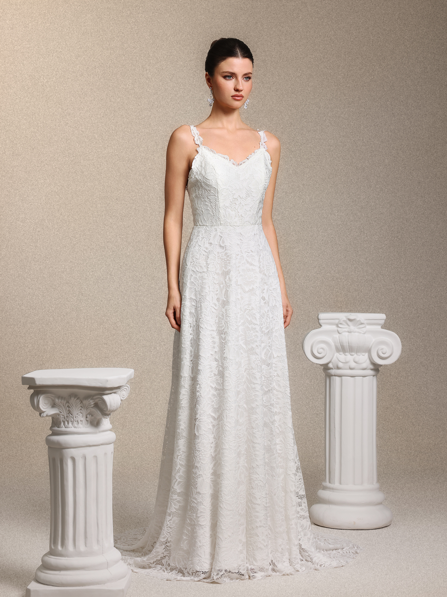 Tatum Romantic V Neck White Lace Maxi Dress