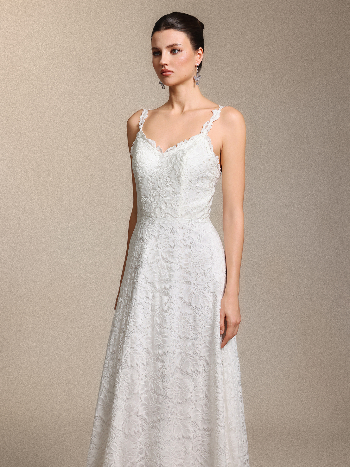Tatum Romantic V Neck White Lace Maxi Dress