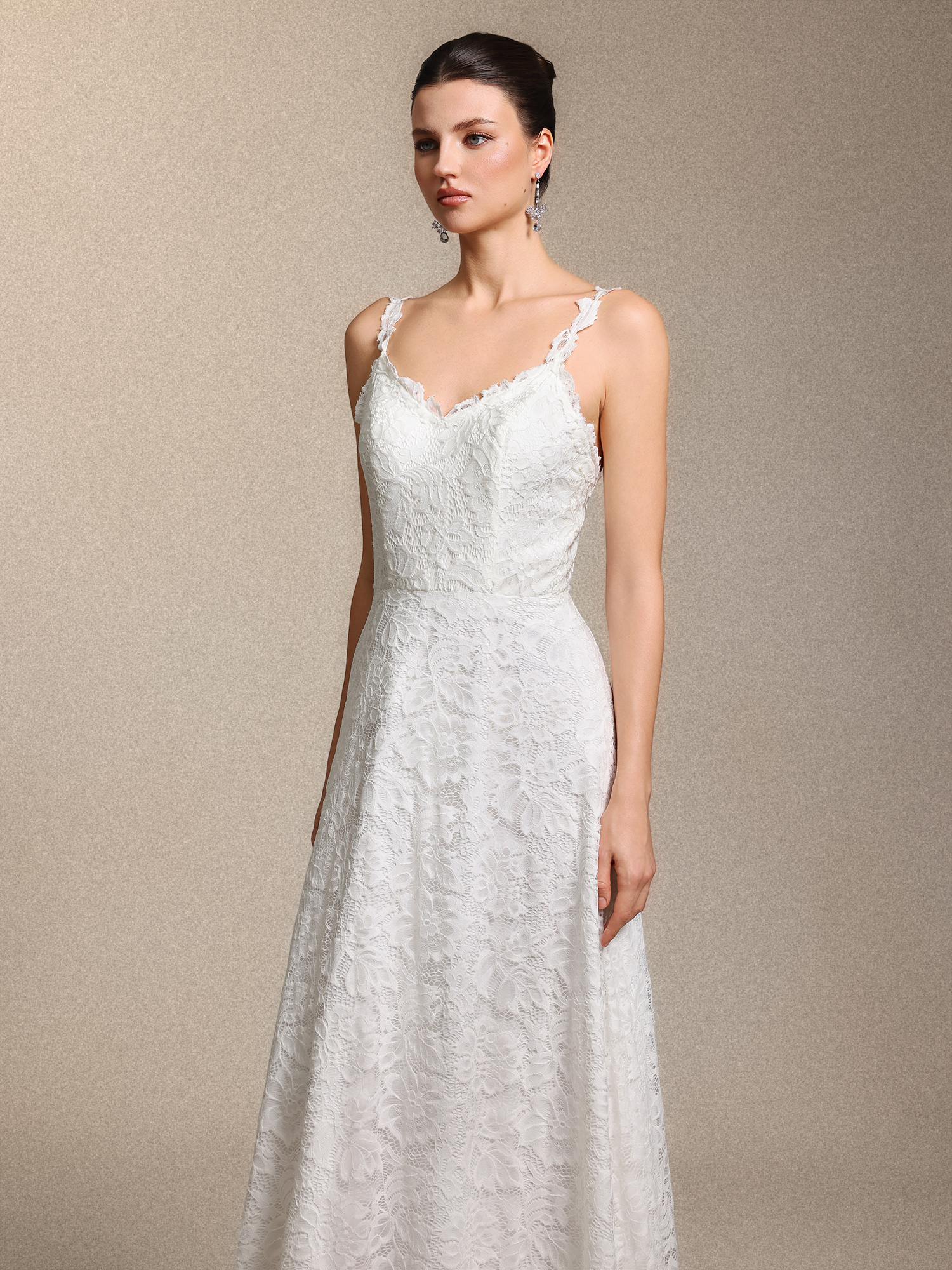 Tatum Romantic V Neck White Lace Maxi Dress