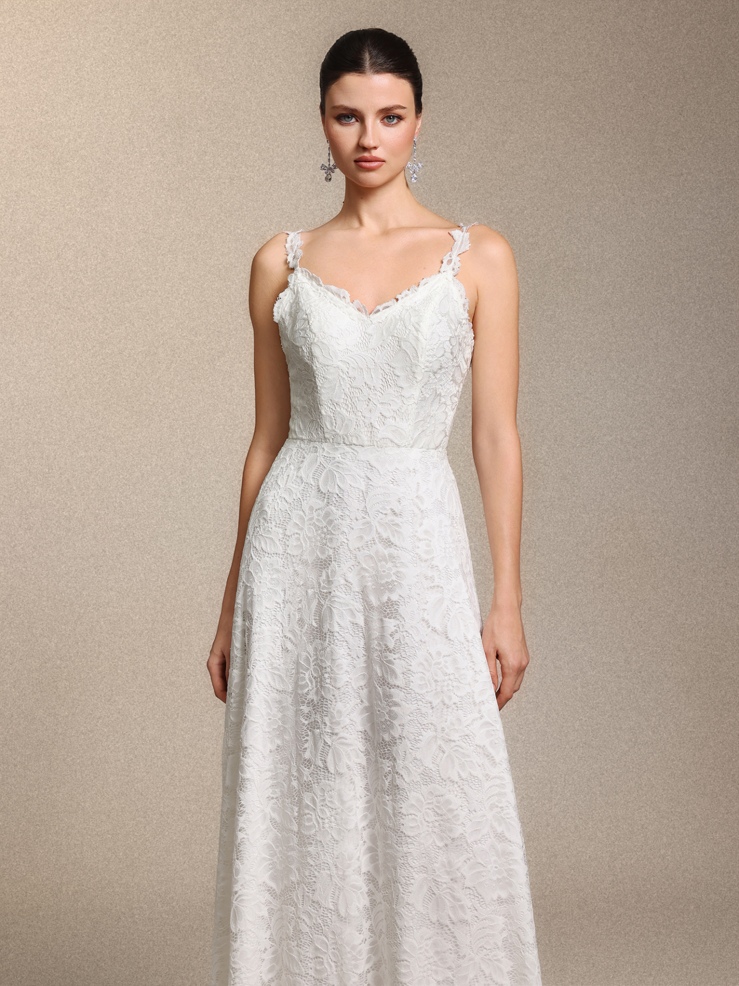 Tatum Romantic V Neck White Lace Maxi Dress