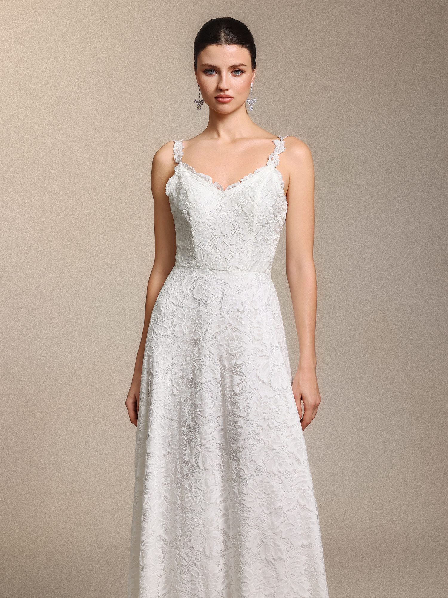 Tatum Romantic V Neck White Lace Maxi Dress